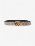 Gucci GG Marmont Reversible Belt GG Supreme / Black / Gold Canvas 90cm / 36"