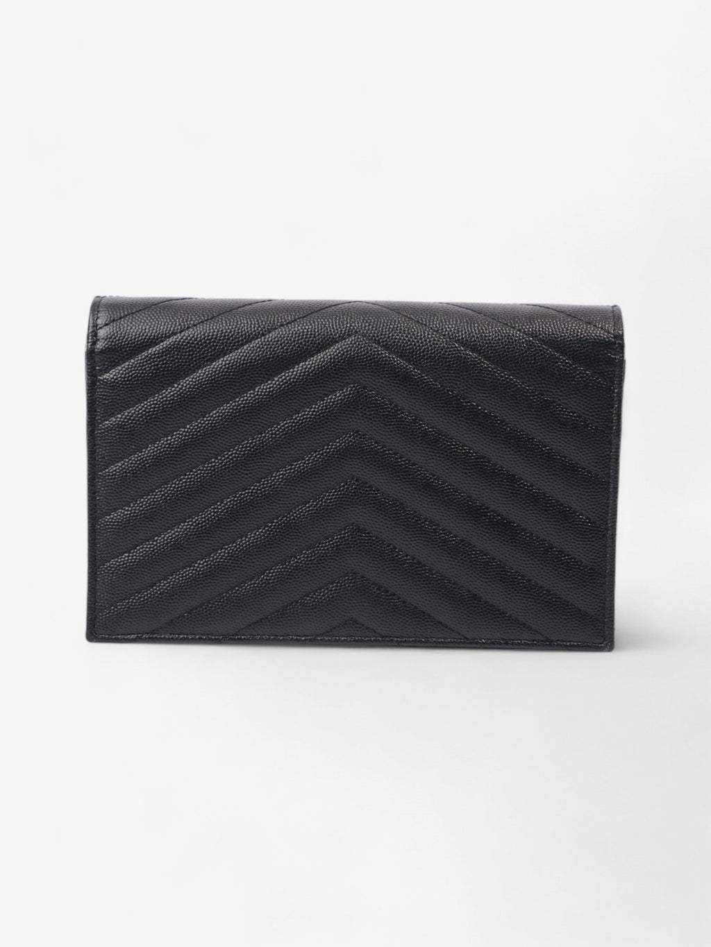 Saint Laurent Cassandre Chain Wallet Black Calfskin Leather