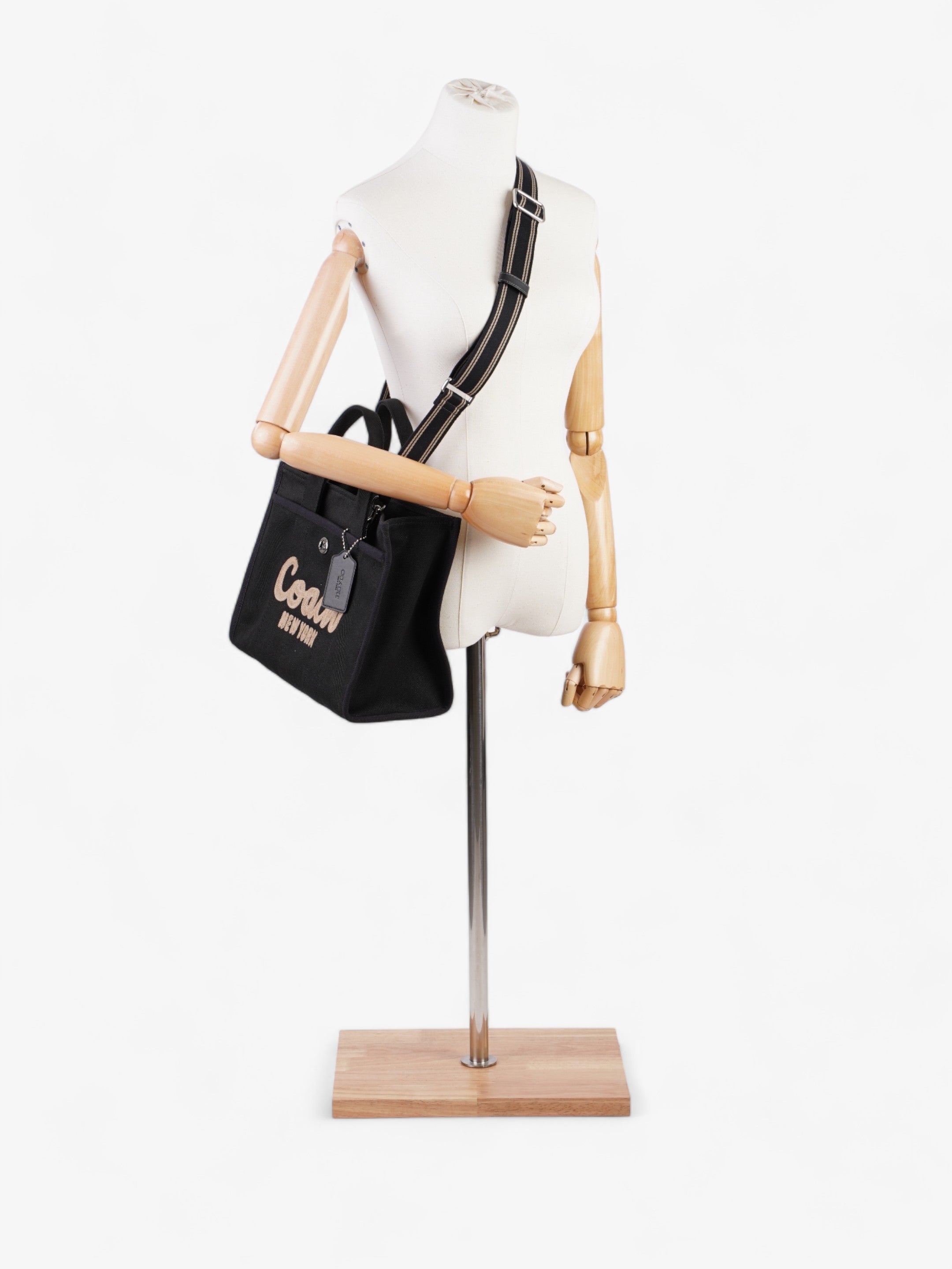 Coach Cargo Tote Black Canvas Medium