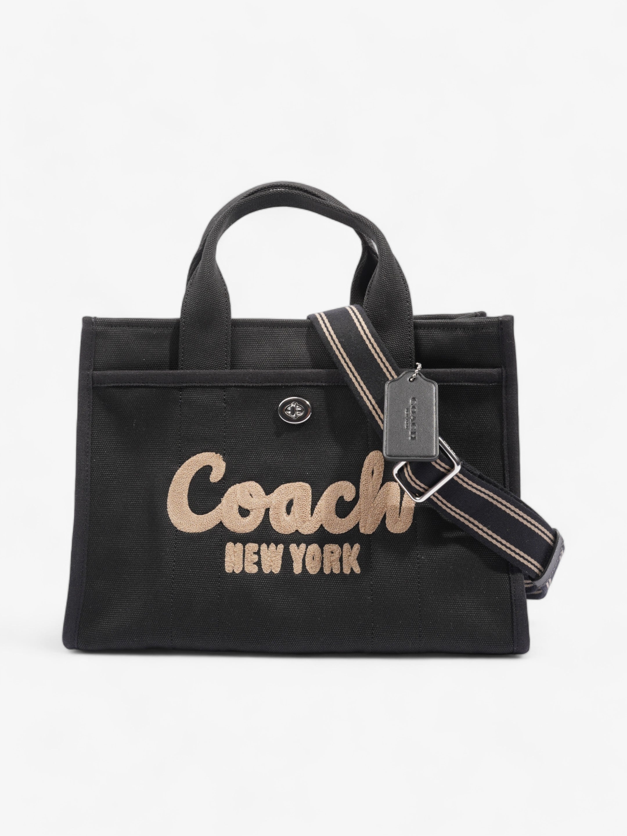 Coach Cargo Tote Black Canvas Medium