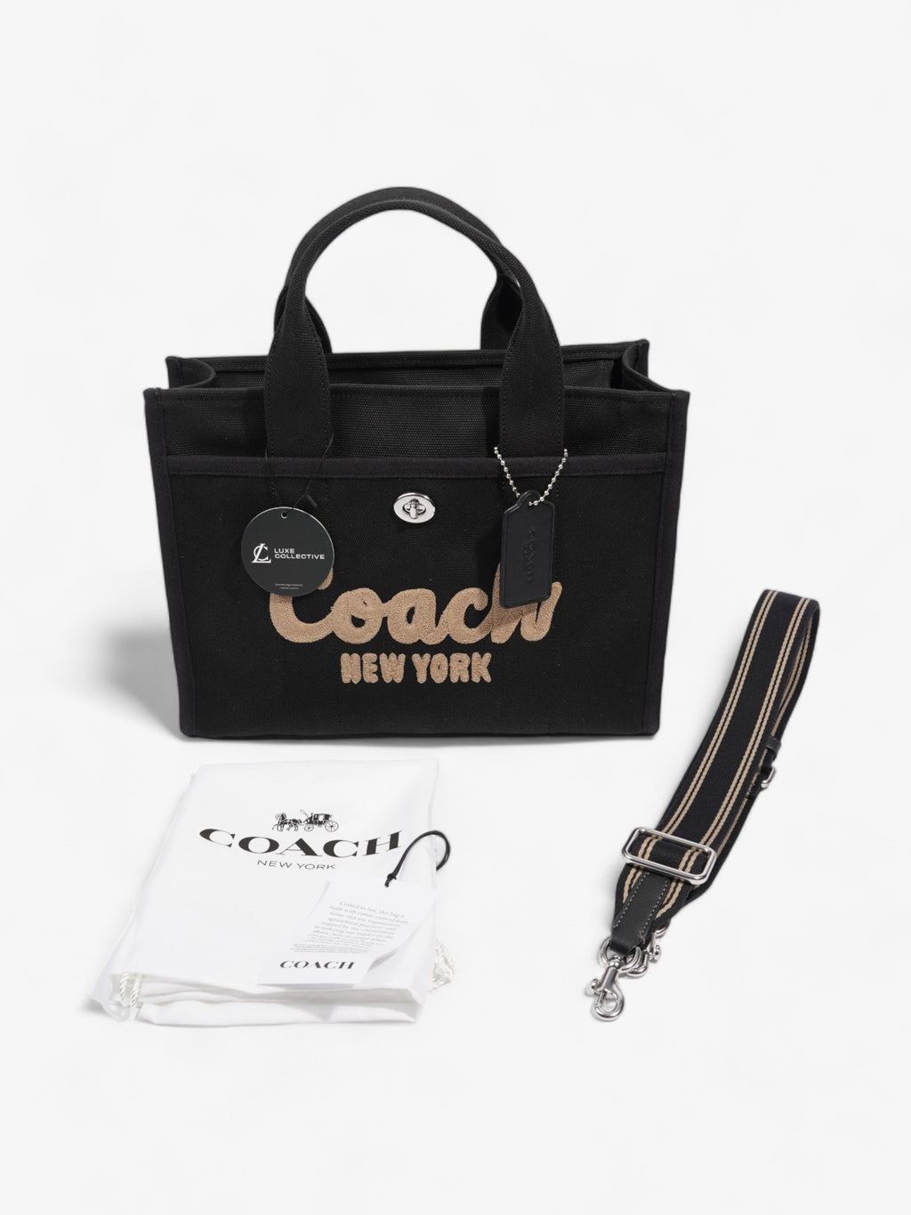 Coach Cargo Tote Black Canvas Medium