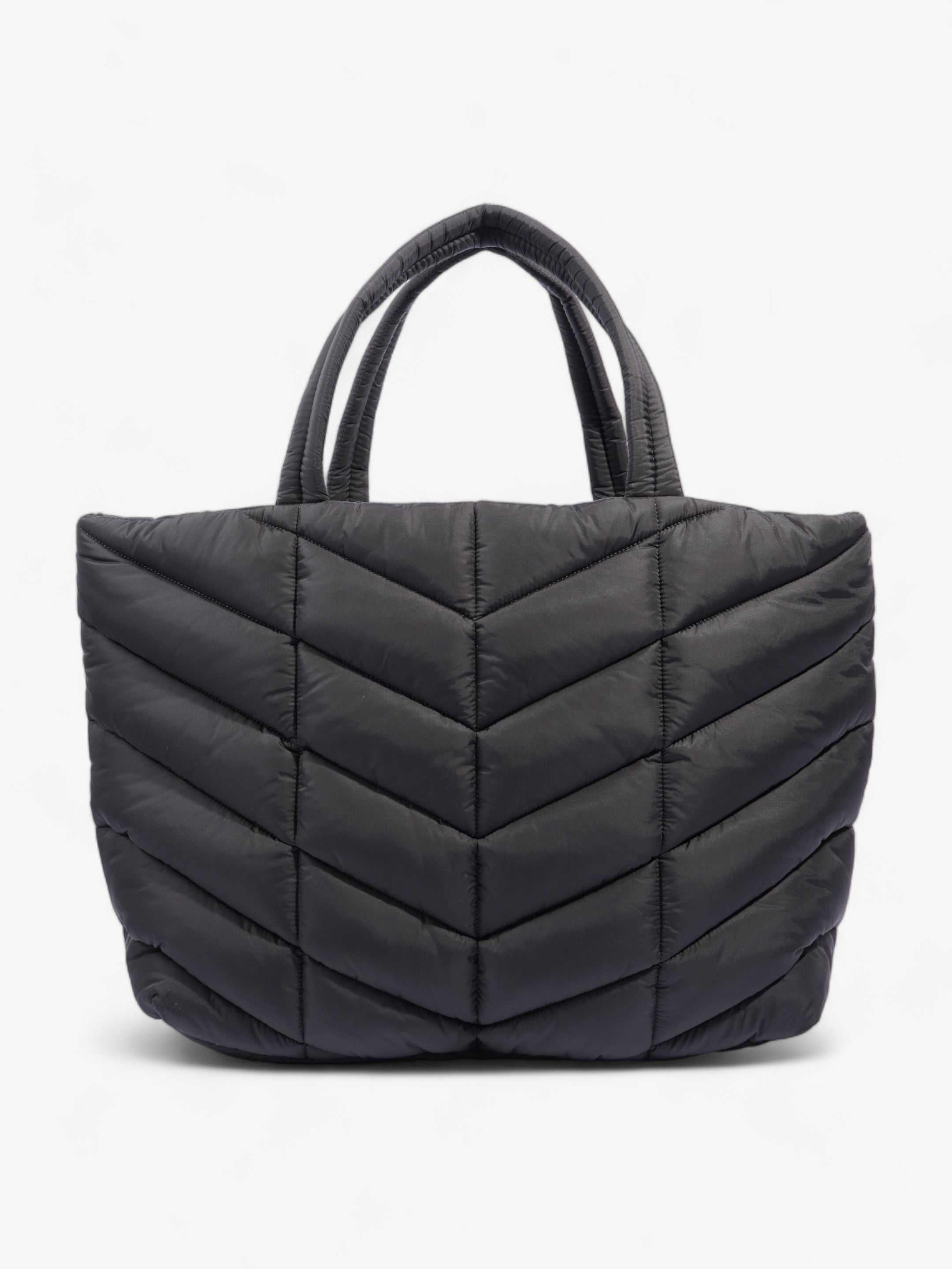 Saint Laurent Logo Detailed Puffer Tote Bag  Black Polyamide