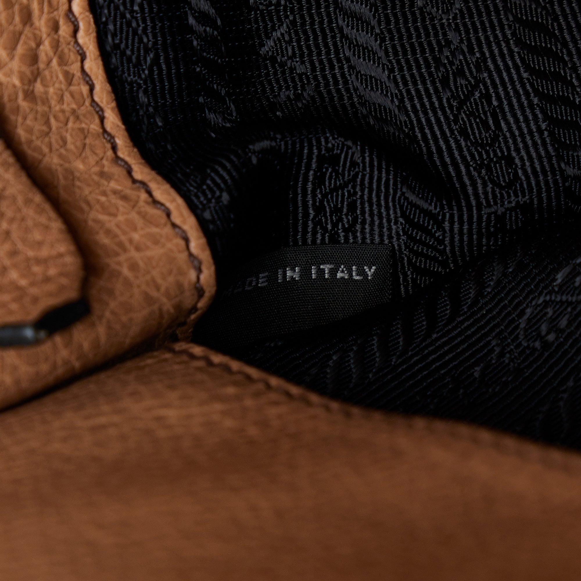 Tan Prada City Calf Double Zip Tote