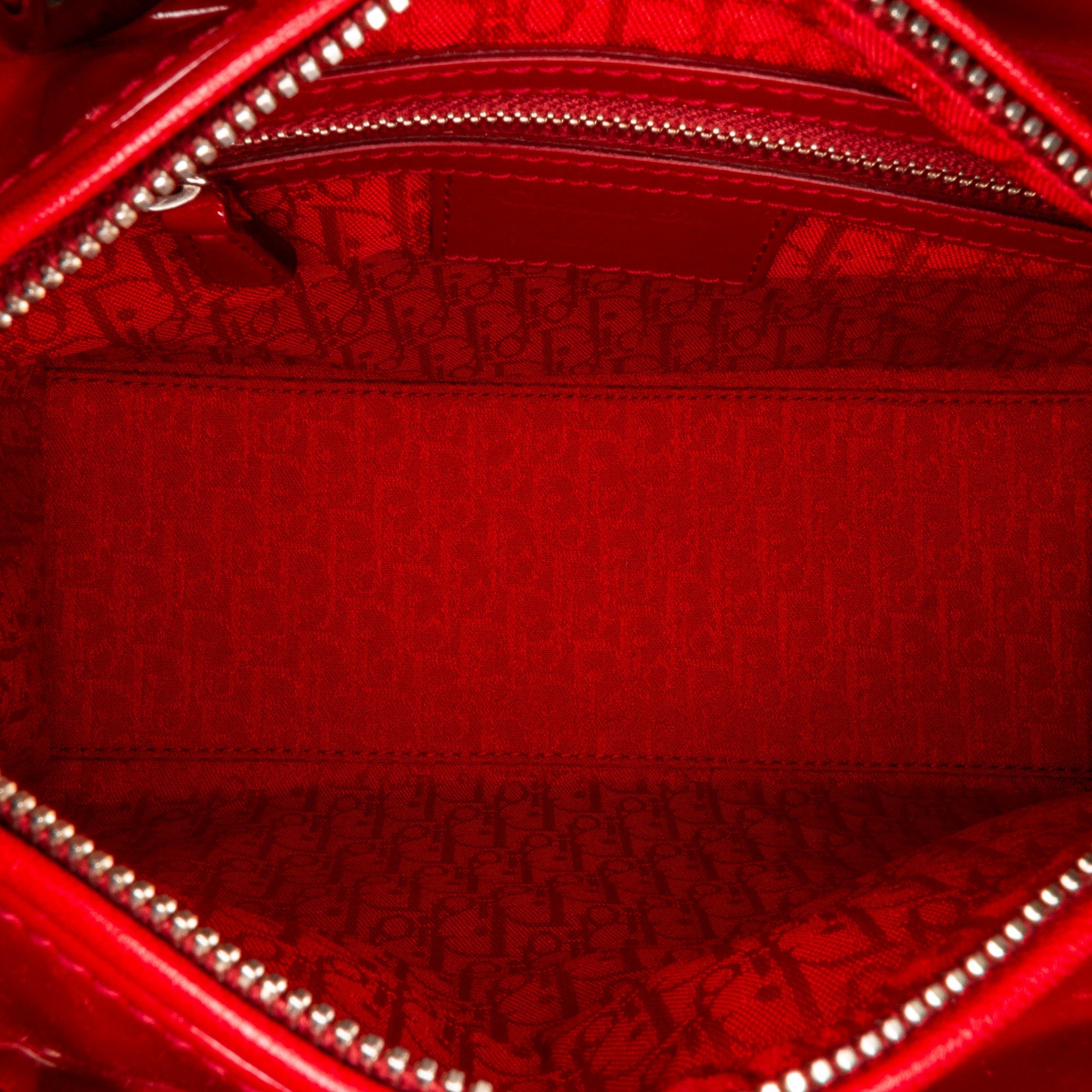 Dior Lady Dior Medium Red Cannage Quilted Patent Leather