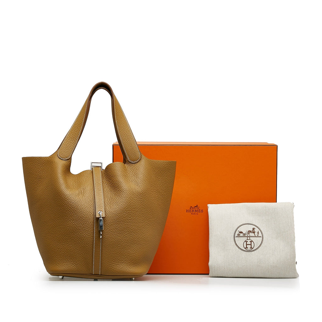 HermÃƒÆ’Ã‚Â¨s Picotin Lock GM Brown Clemence Palladium