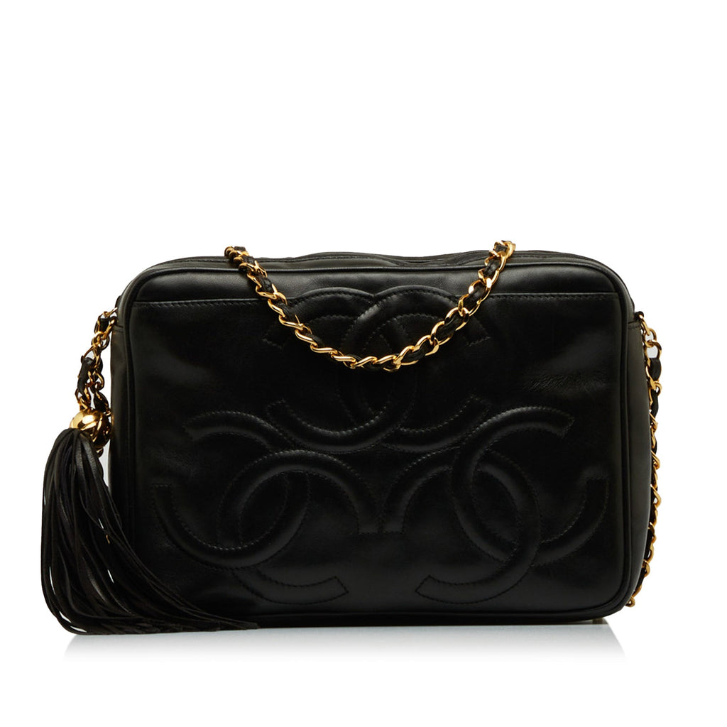 Chanel Triple CC Camera Bag Black Lambskin Gold