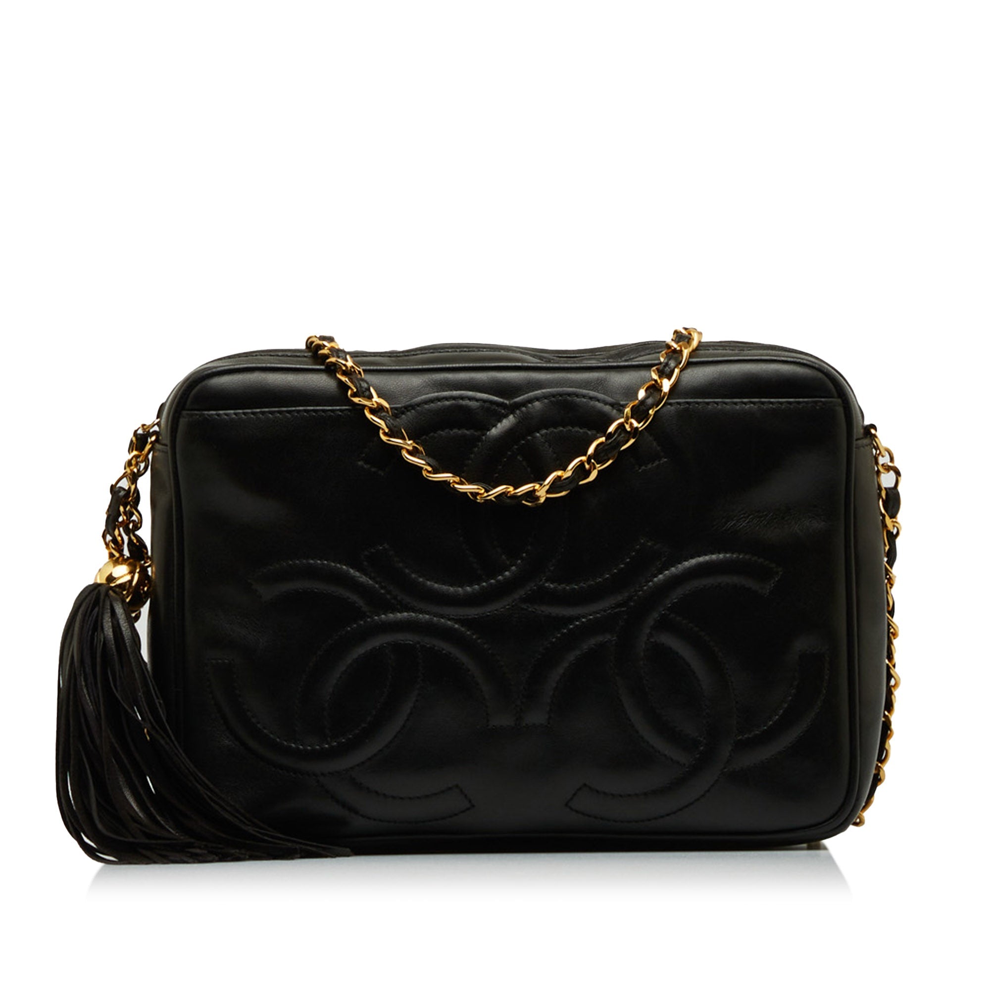 Chanel Triple CC Camera Bag Black Lambskin Gold