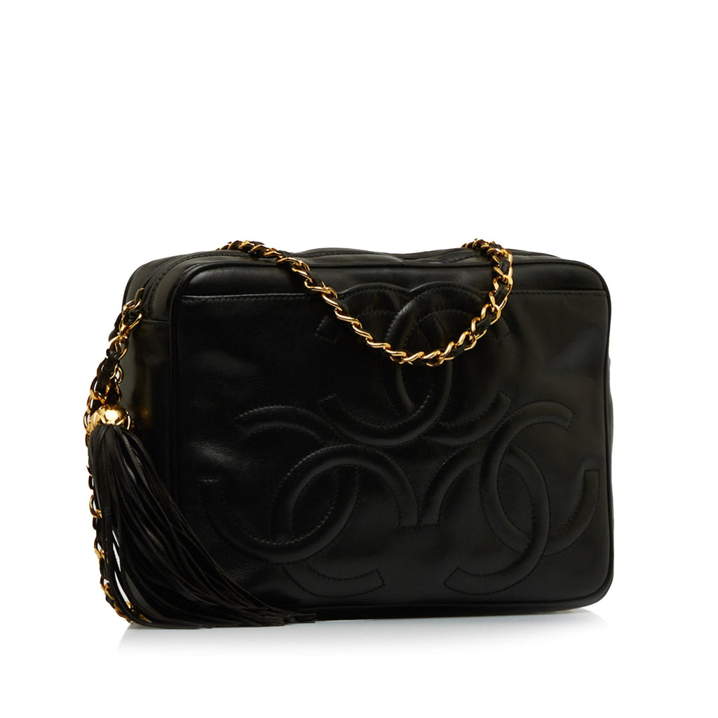 Chanel Triple CC Camera Bag Black Lambskin Gold