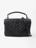 Saint Laurent College Black Lambskin Leather Medium
