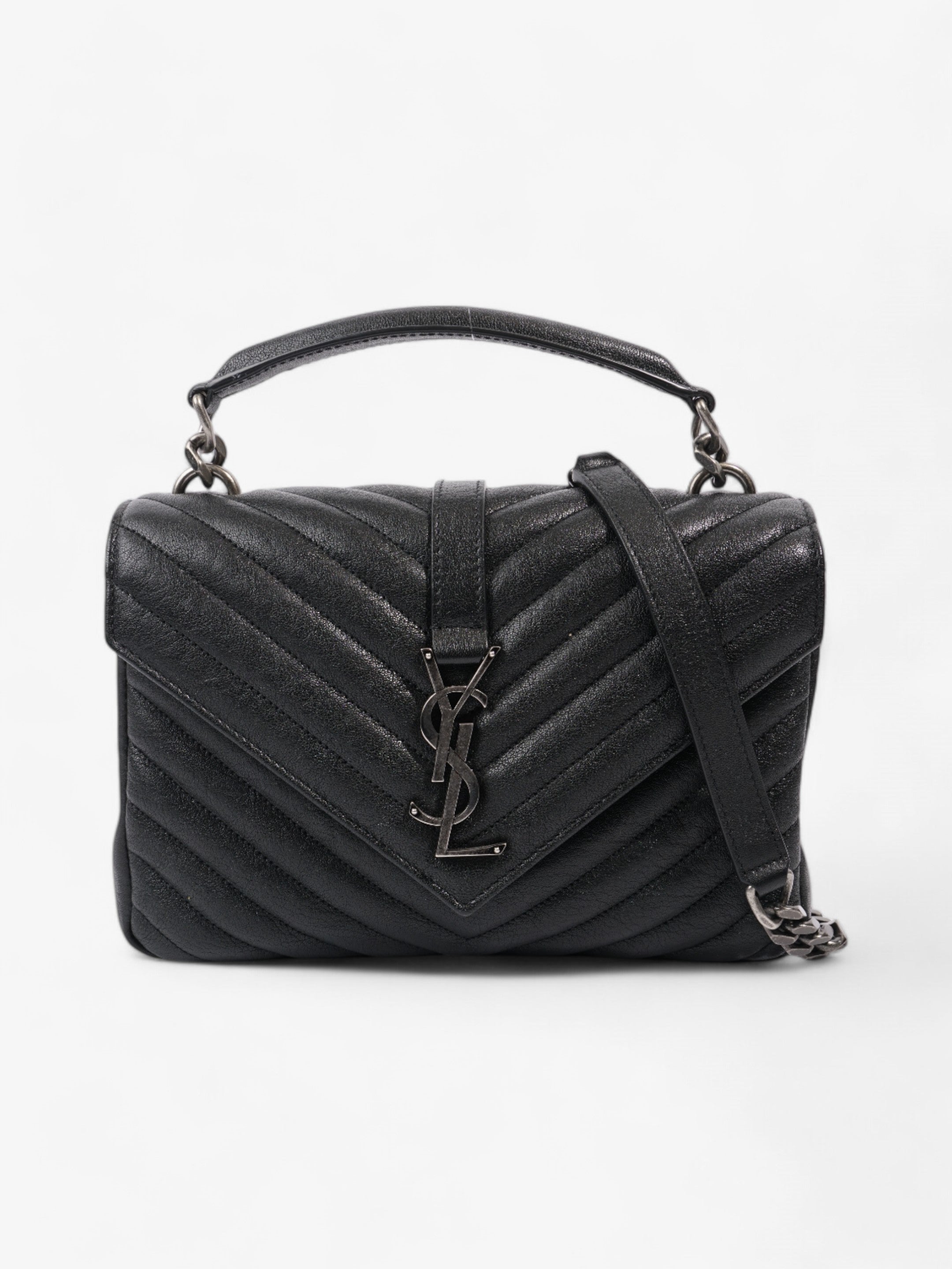 Saint Laurent College Black Lambskin Leather Medium