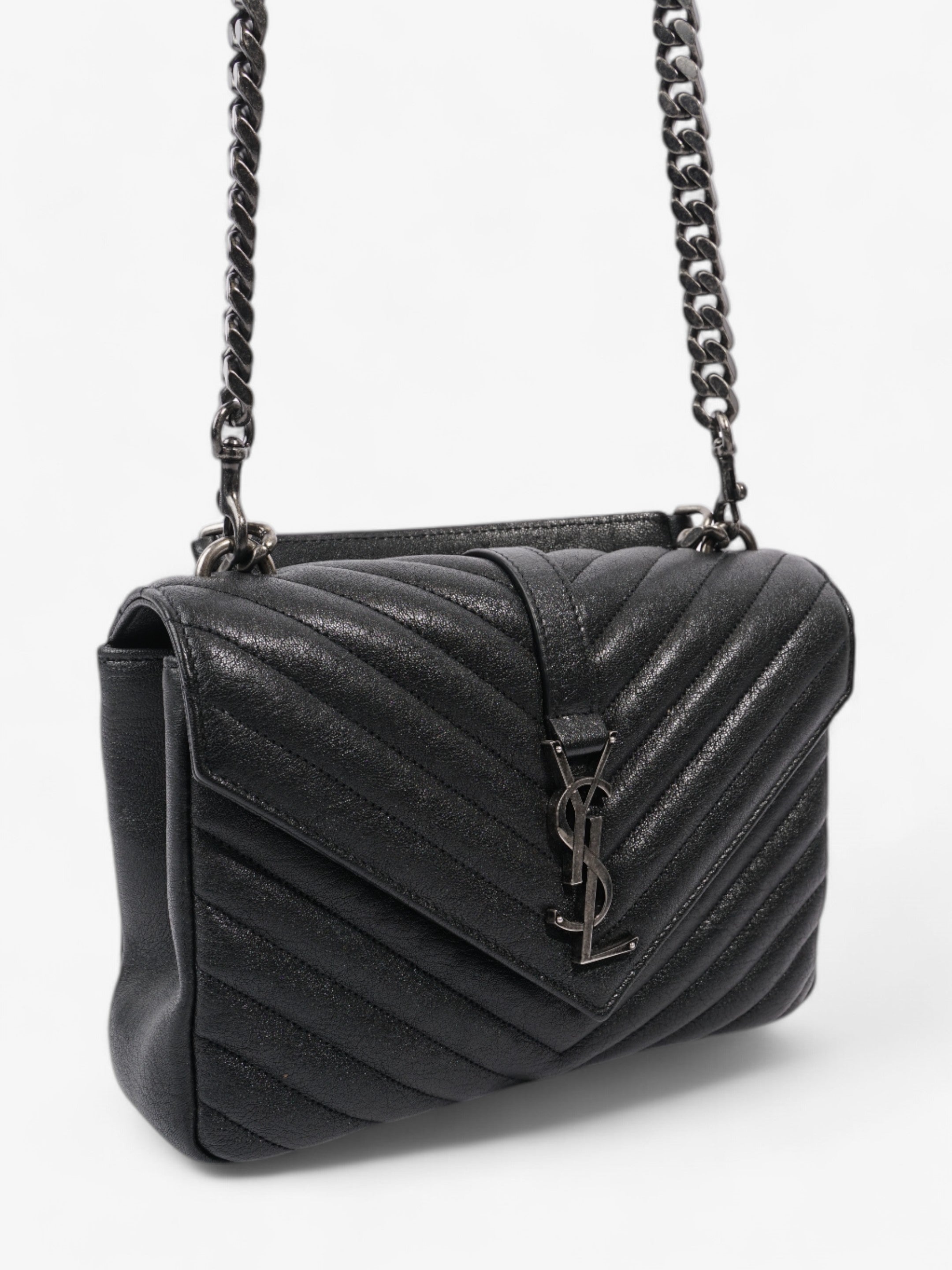 Saint Laurent College Black Lambskin Leather Medium