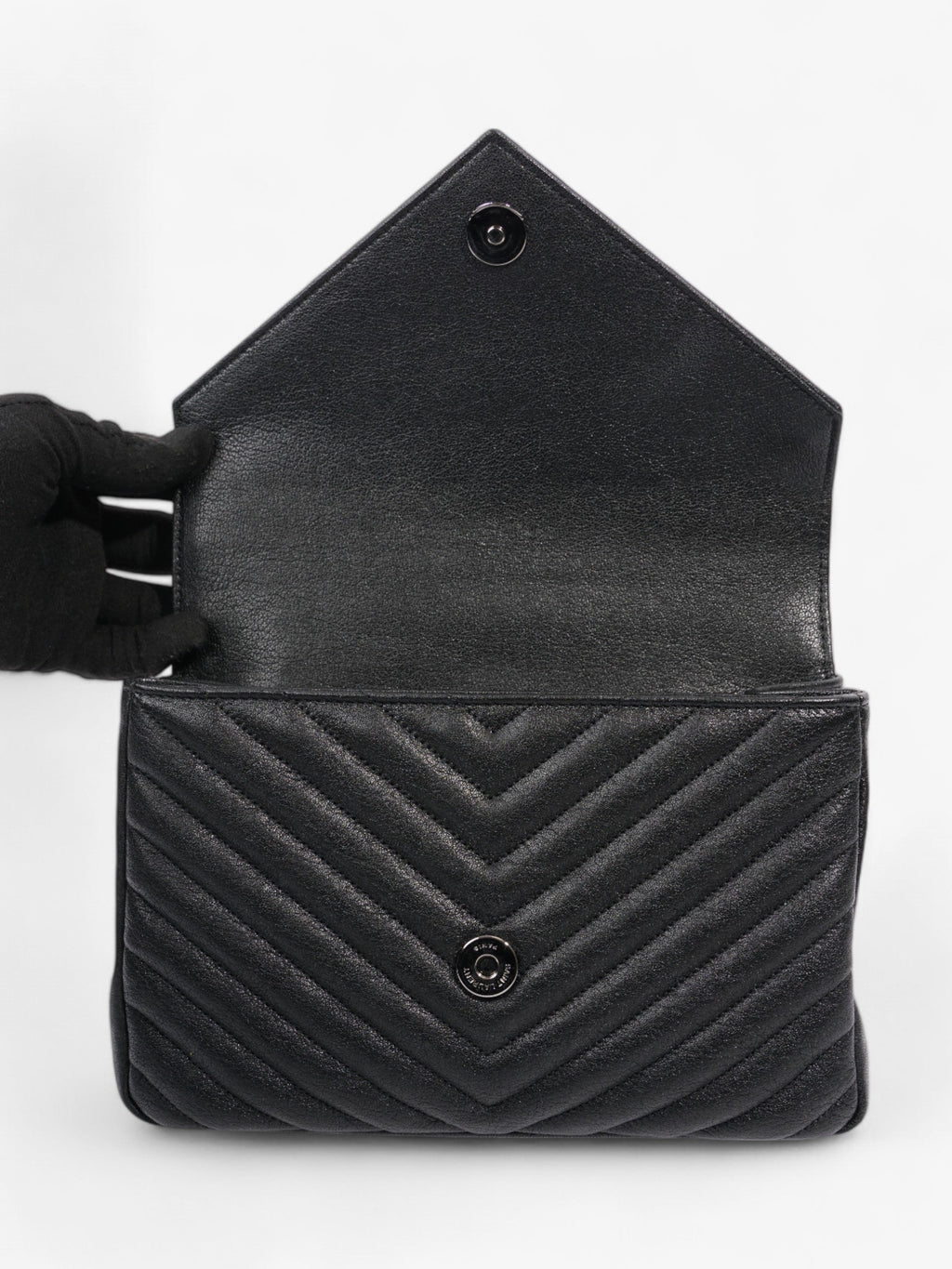 Saint Laurent College Black Lambskin Leather Medium