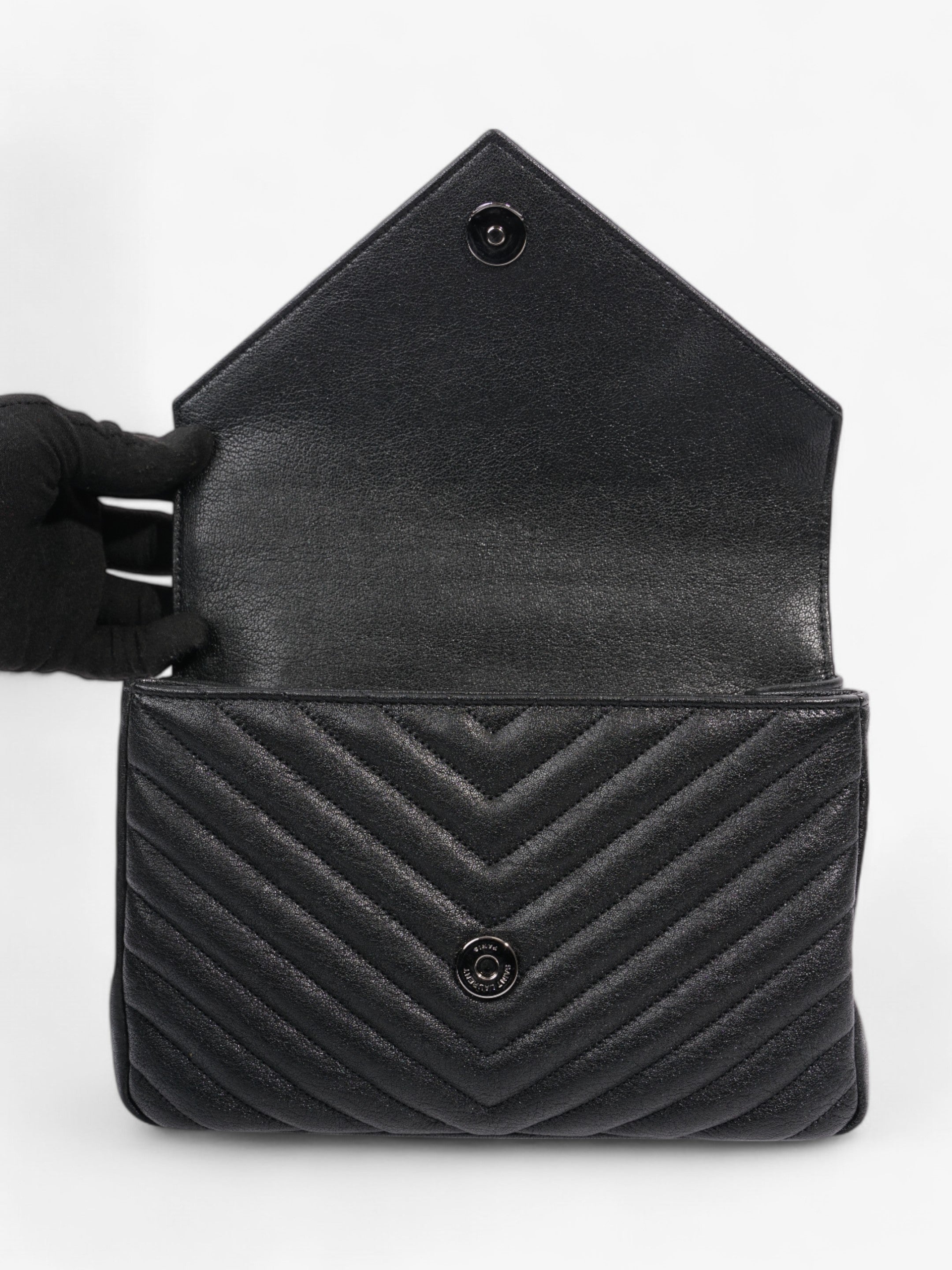 Saint Laurent College Black Lambskin Leather Medium