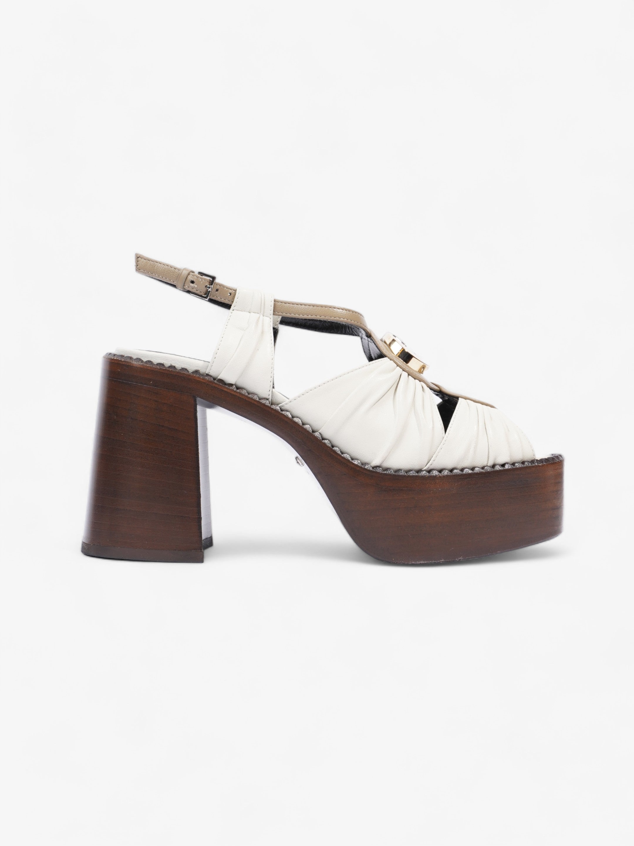 Gucci Charlotte Sandals 95 Dusty White Fabric EU 36.5 UK 3.5