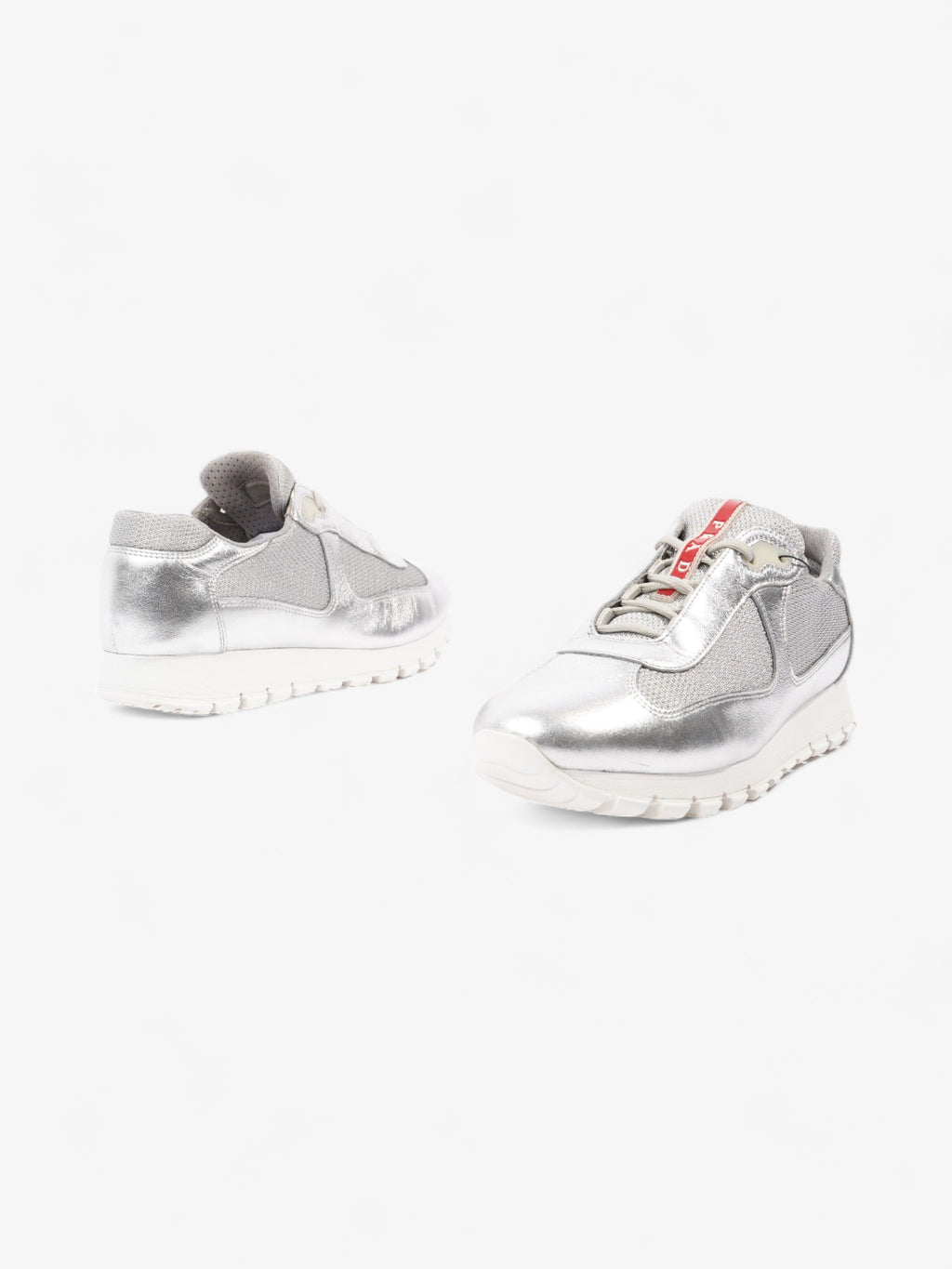 Prada America's Cup Sneakers Silver / Red Mesh EU 38 UK 5