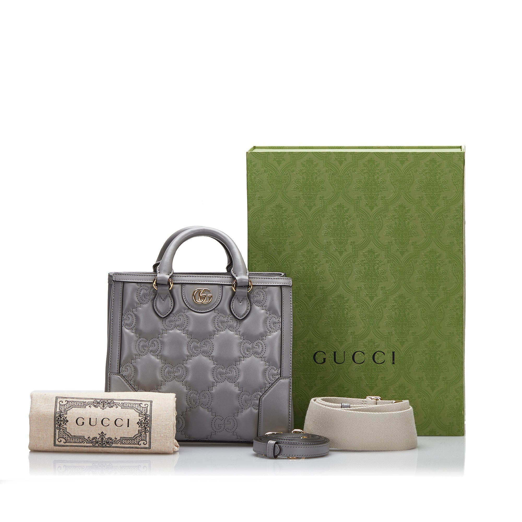 Gucci GG Handbag Grey MatelassÃƒÆ’Ã‚Â© Leather