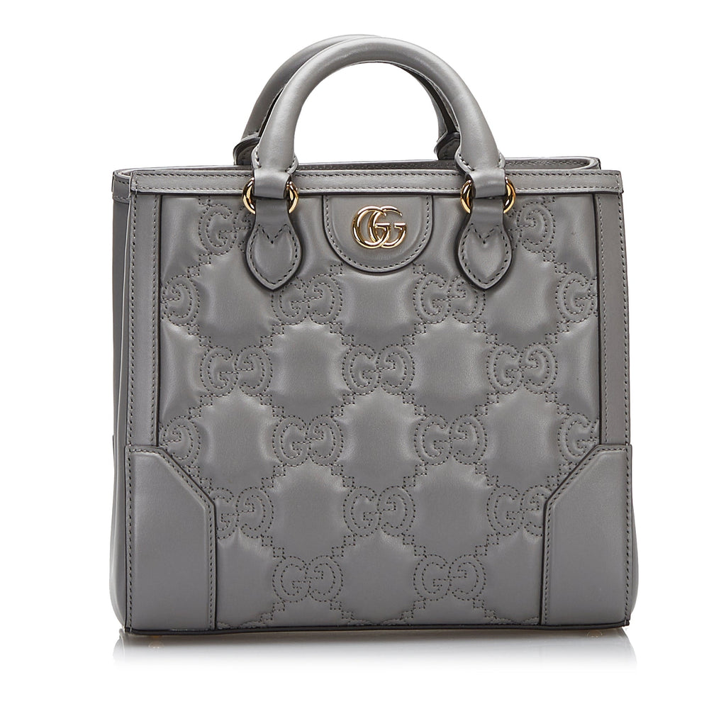 Gucci GG Handbag Grey MatelassÃƒÆ’Ã‚Â© Leather