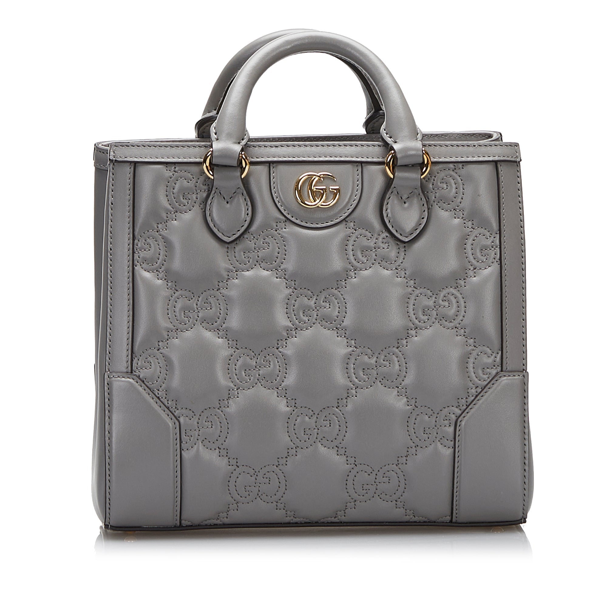 Gucci GG Handbag Grey MatelassÃƒÆ’Ã‚Â© Leather