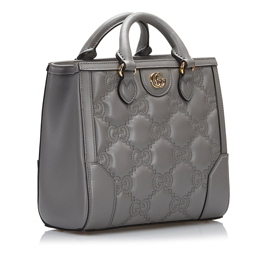 Gucci GG Handbag Grey MatelassÃƒÆ’Ã‚Â© Leather