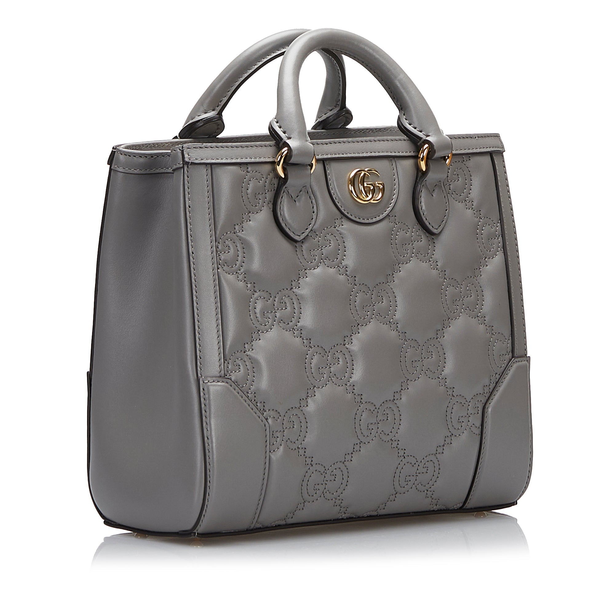 Gucci GG Handbag Grey MatelassÃƒÆ’Ã‚Â© Leather