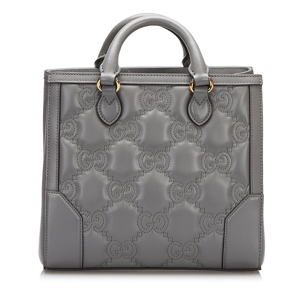 Gucci GG Handbag Grey MatelassÃƒÆ’Ã‚Â© Leather
