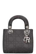 CHRISTIAN DIOR Mini Lady Dior Bag Cannage Strass Satin Black