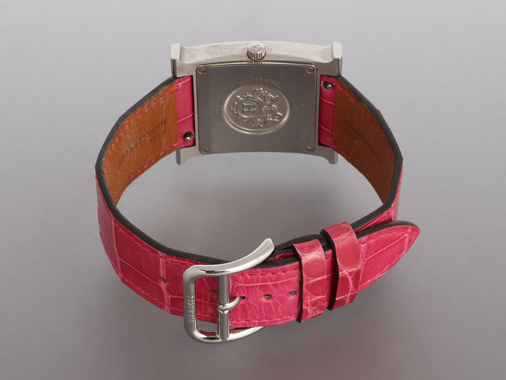 HermÃ¨s Medium Stainless Steel Diamond H Heure Watch 30mm