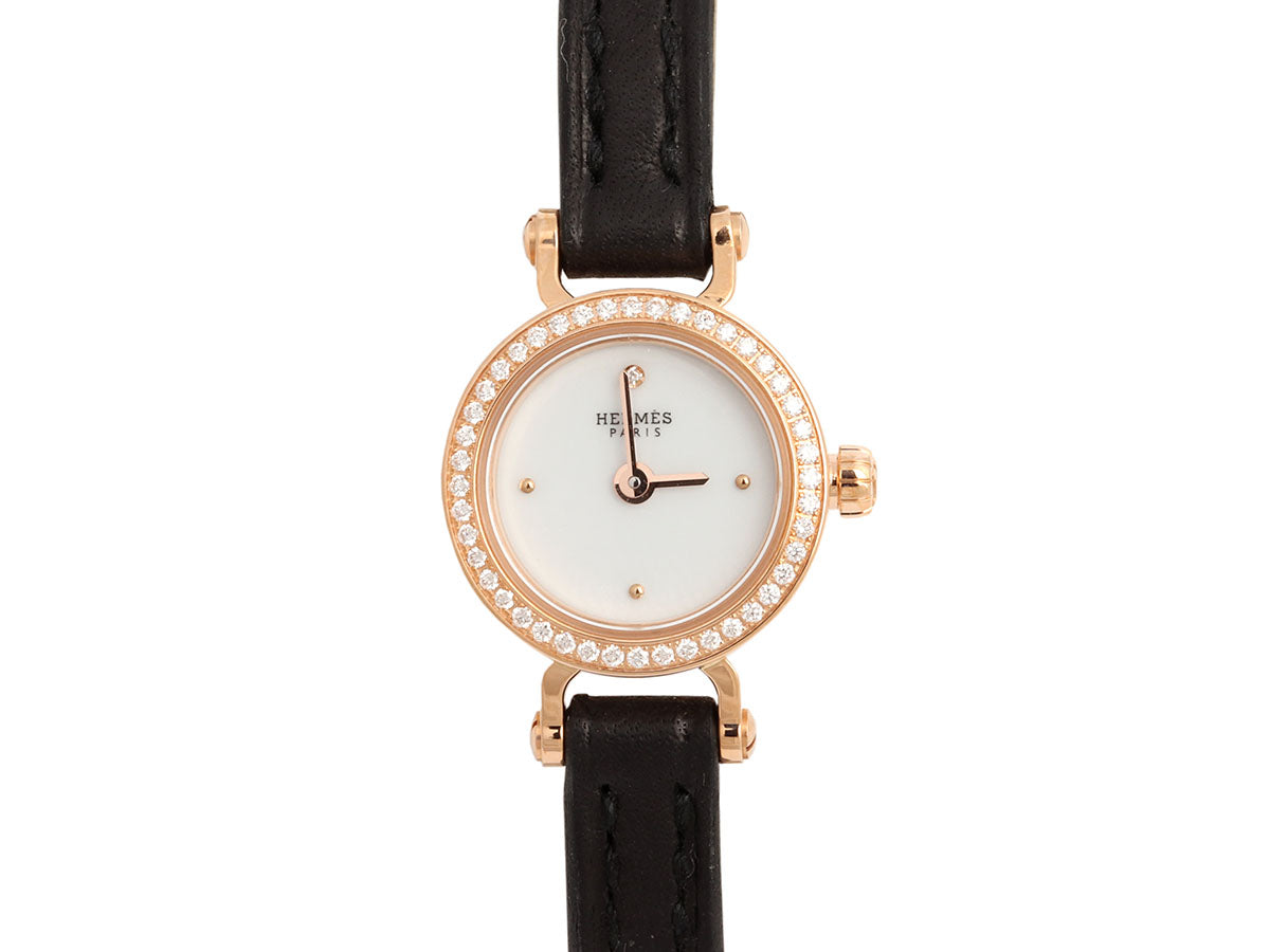 HermÃ¨s Mini 18K Rose Gold Diamond Faubourg Watch 15mm