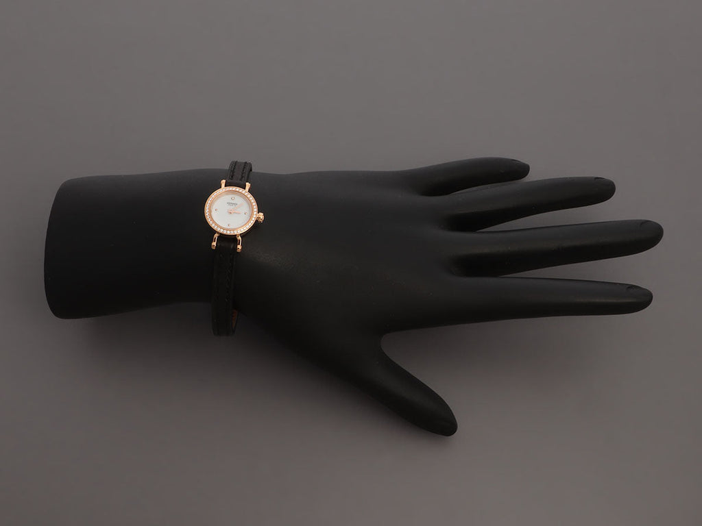 HermÃ¨s Mini 18K Rose Gold Diamond Faubourg Watch 15mm