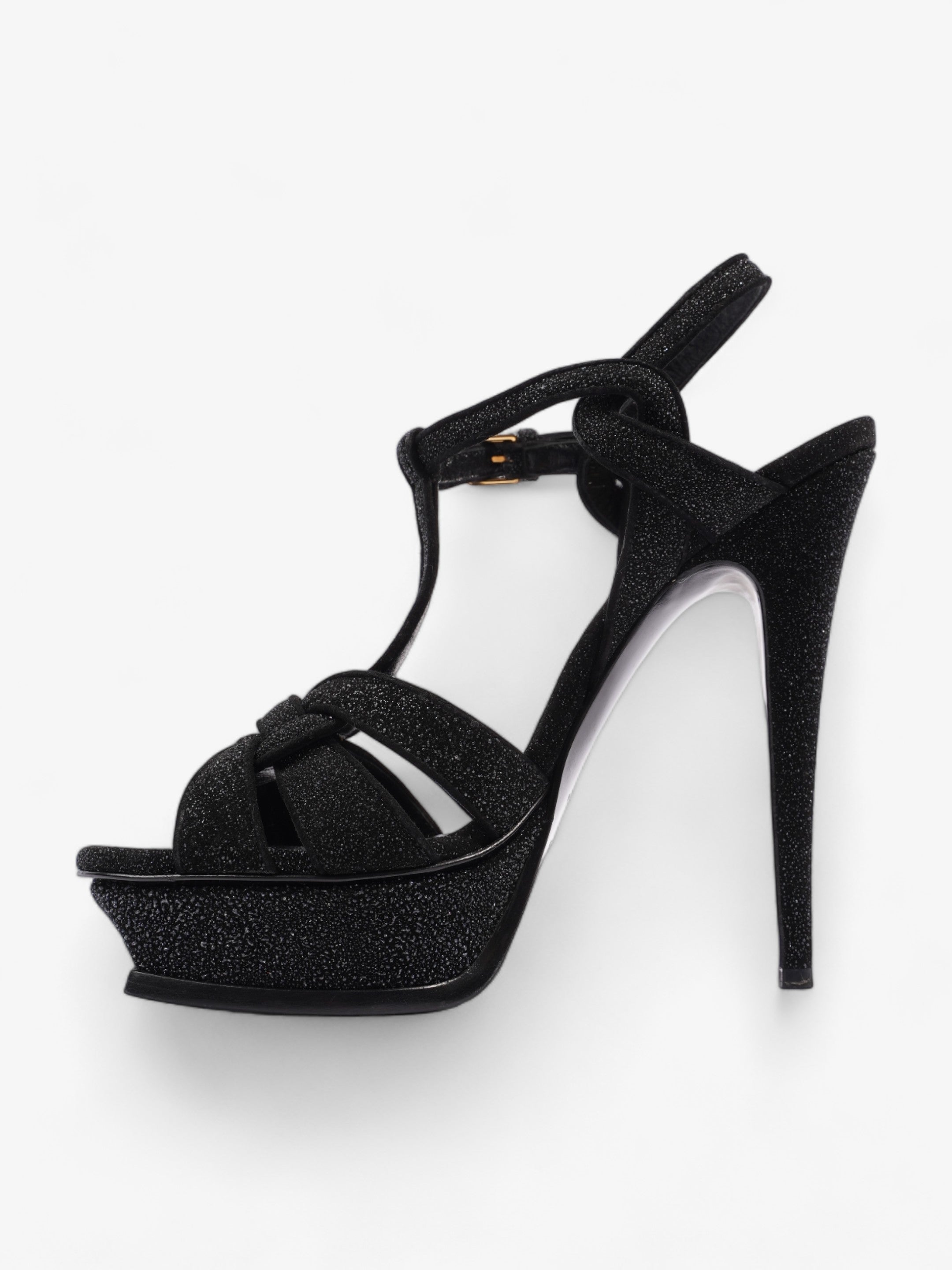 Saint Laurent Tribute Sandal 105 Black Glitter EU 40 UK 7