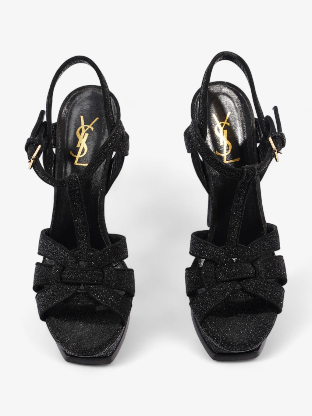 Saint Laurent Tribute Sandal 105 Black Glitter EU 40 UK 7
