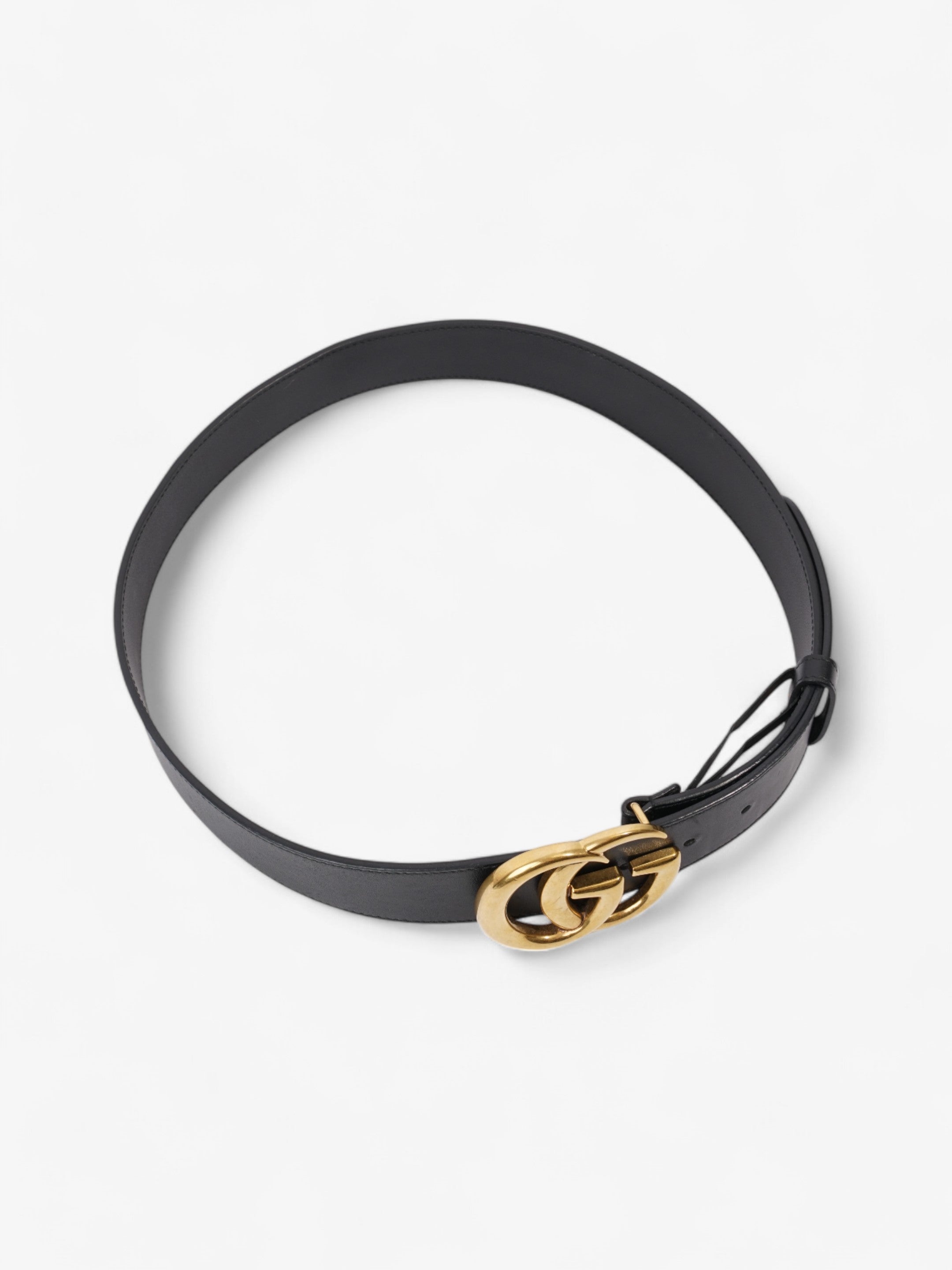 Gucci GG Marmont Wide Belt Black / Gold Leather 85cm / 34"