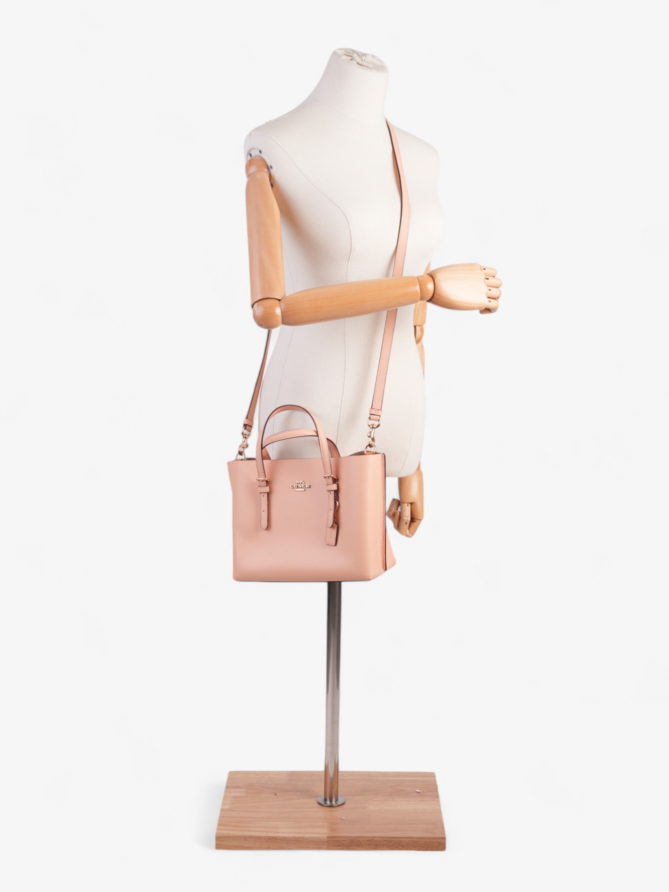 Coach Mollie Tote Pink Nude Grained Leather 25