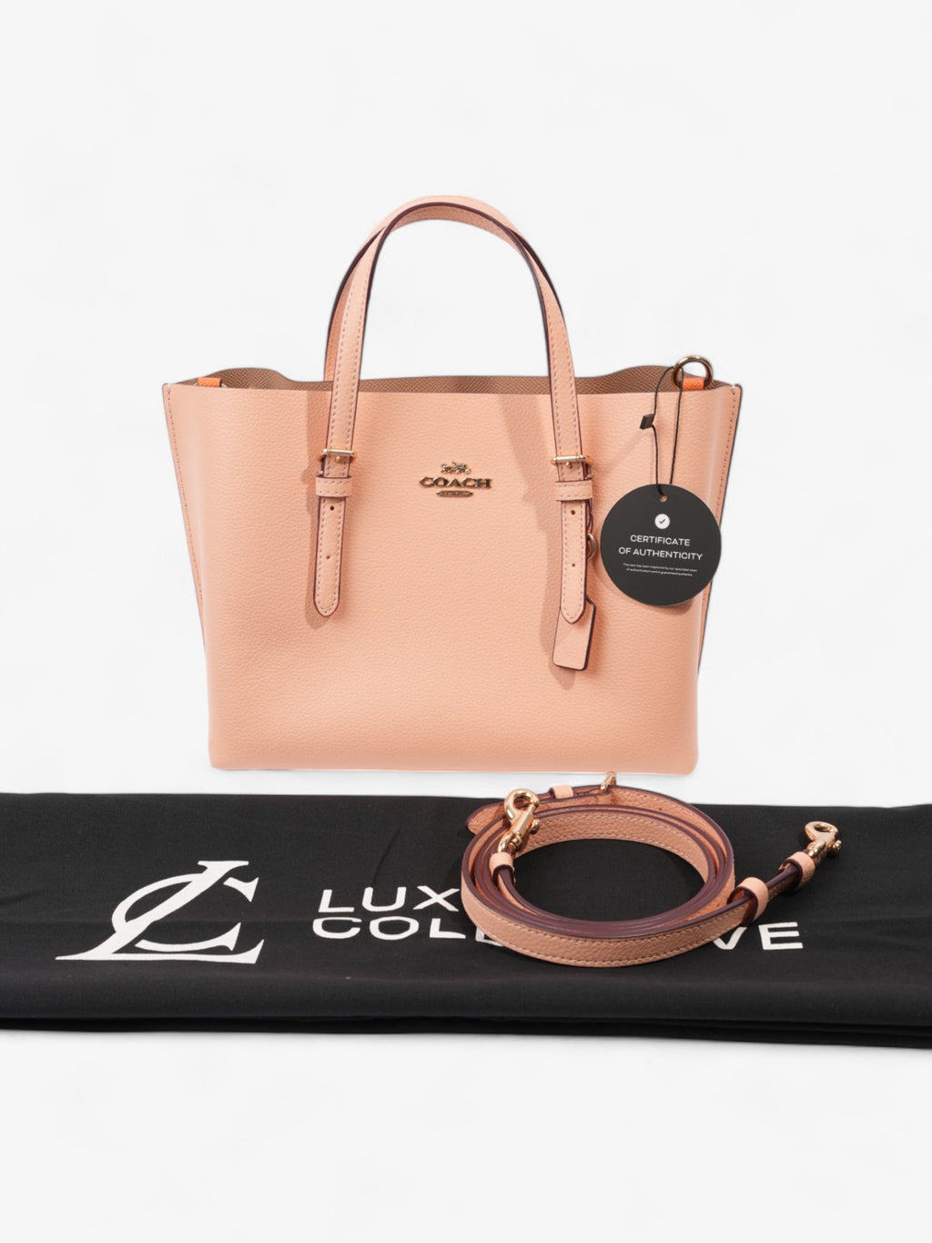 Coach Mollie Tote Pink Nude Grained Leather 25