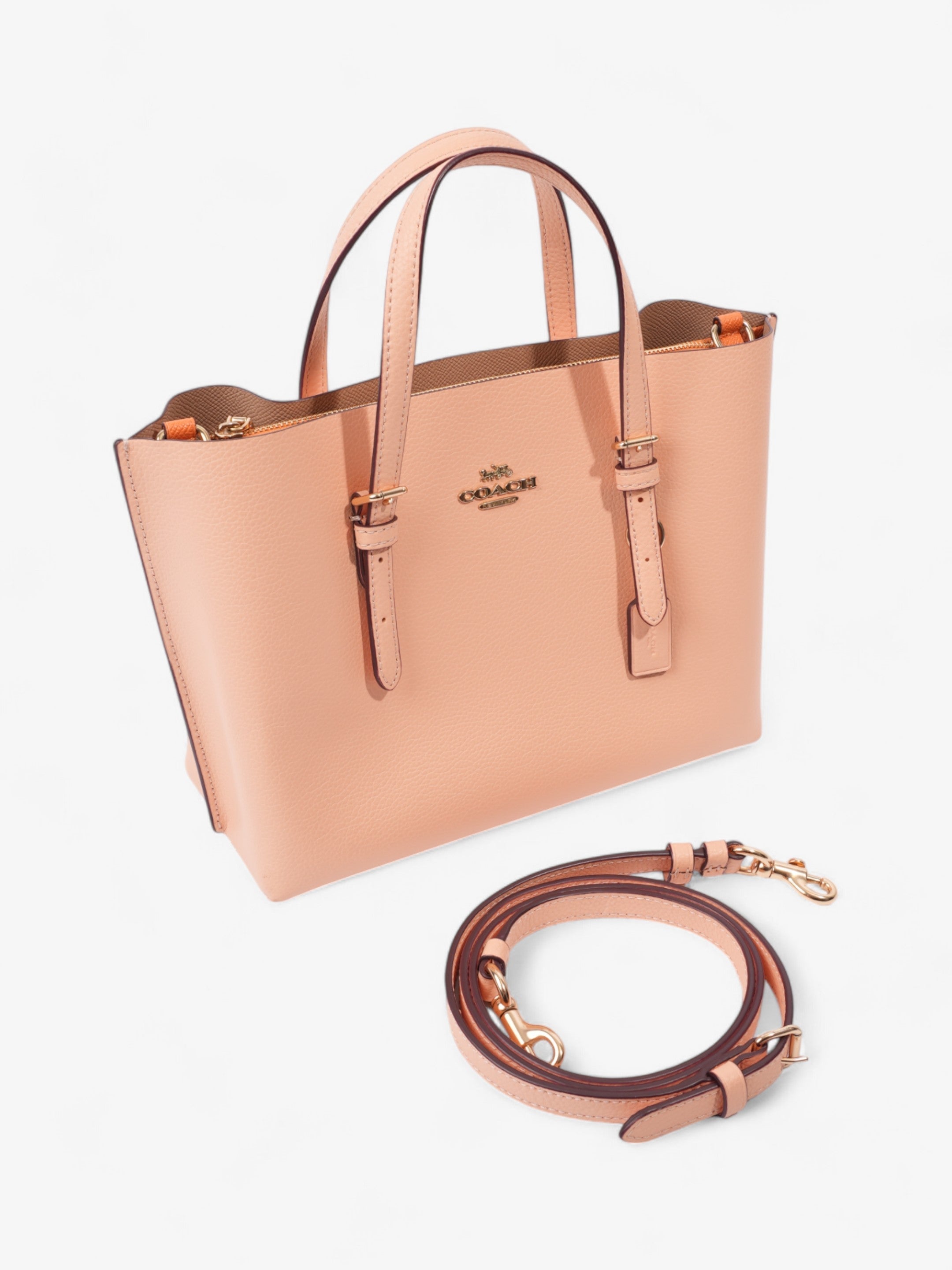 Coach Mollie Tote Pink Nude Grained Leather 25