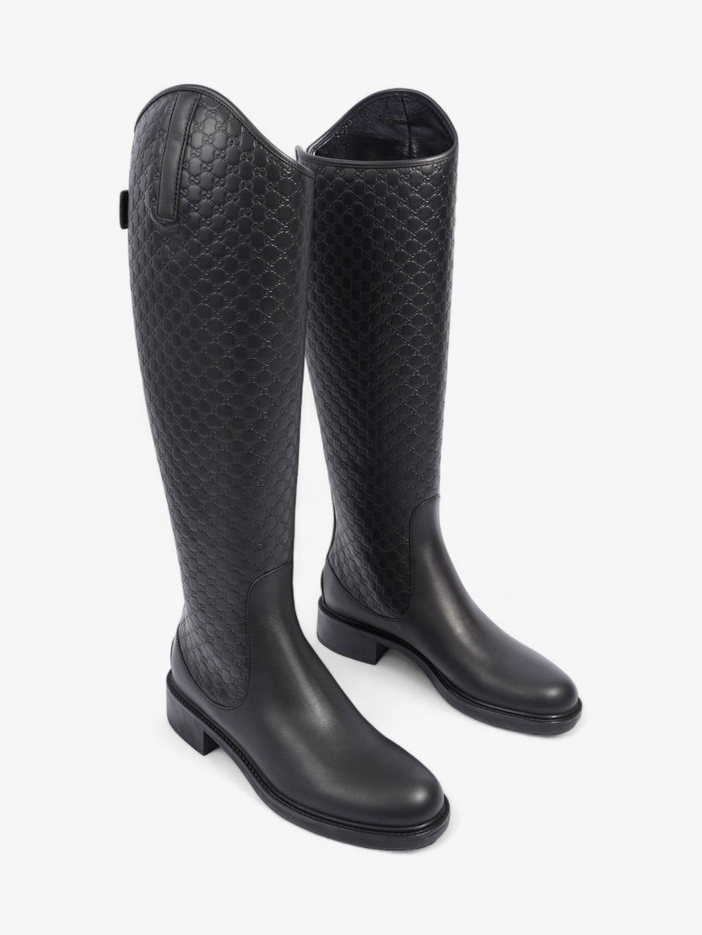 Gucci Microguccissima Riding Boots Black Leather EU 37 UK 4
