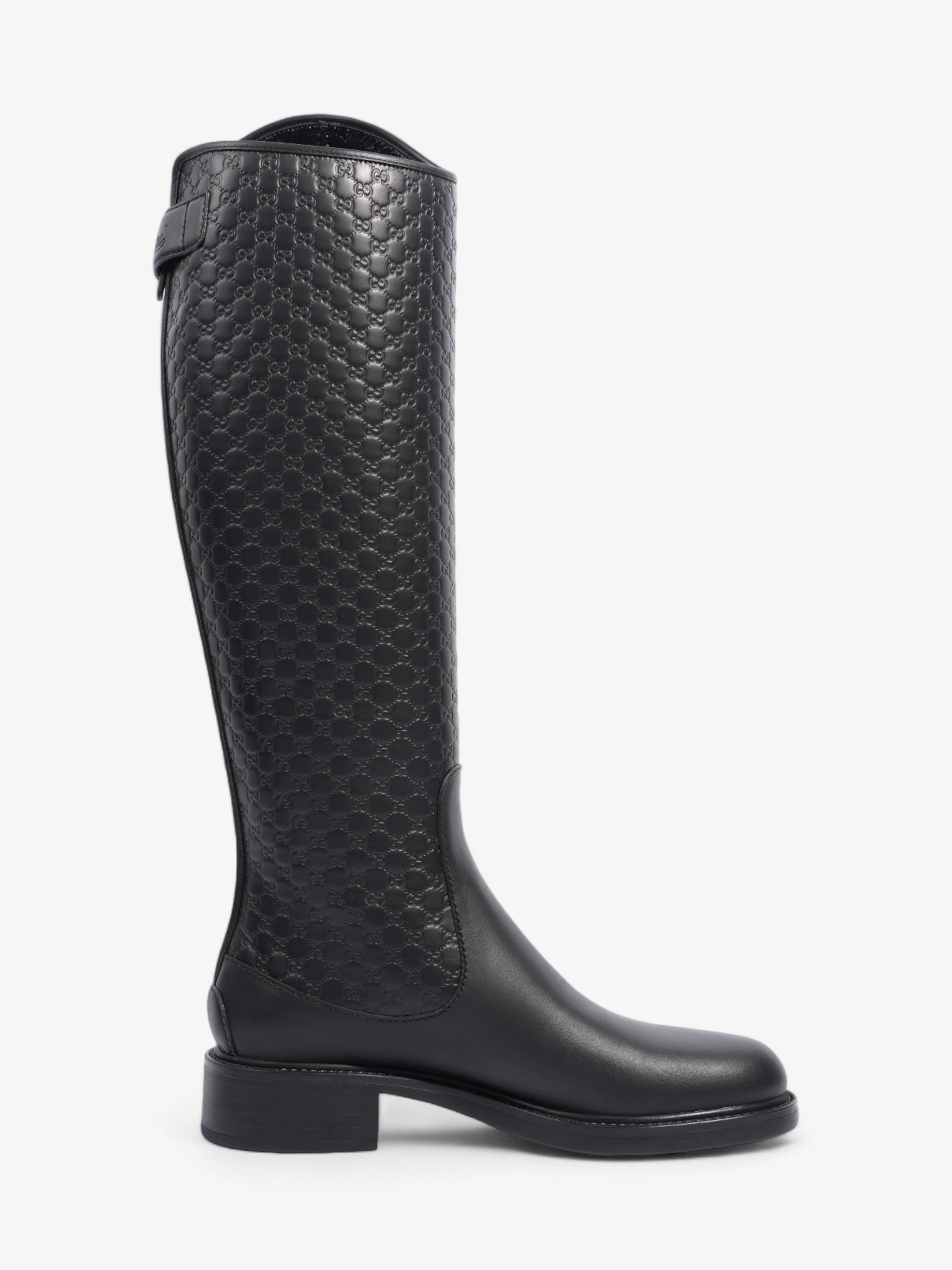 Gucci Microguccissima Riding Boots Black Leather EU 37 UK 4