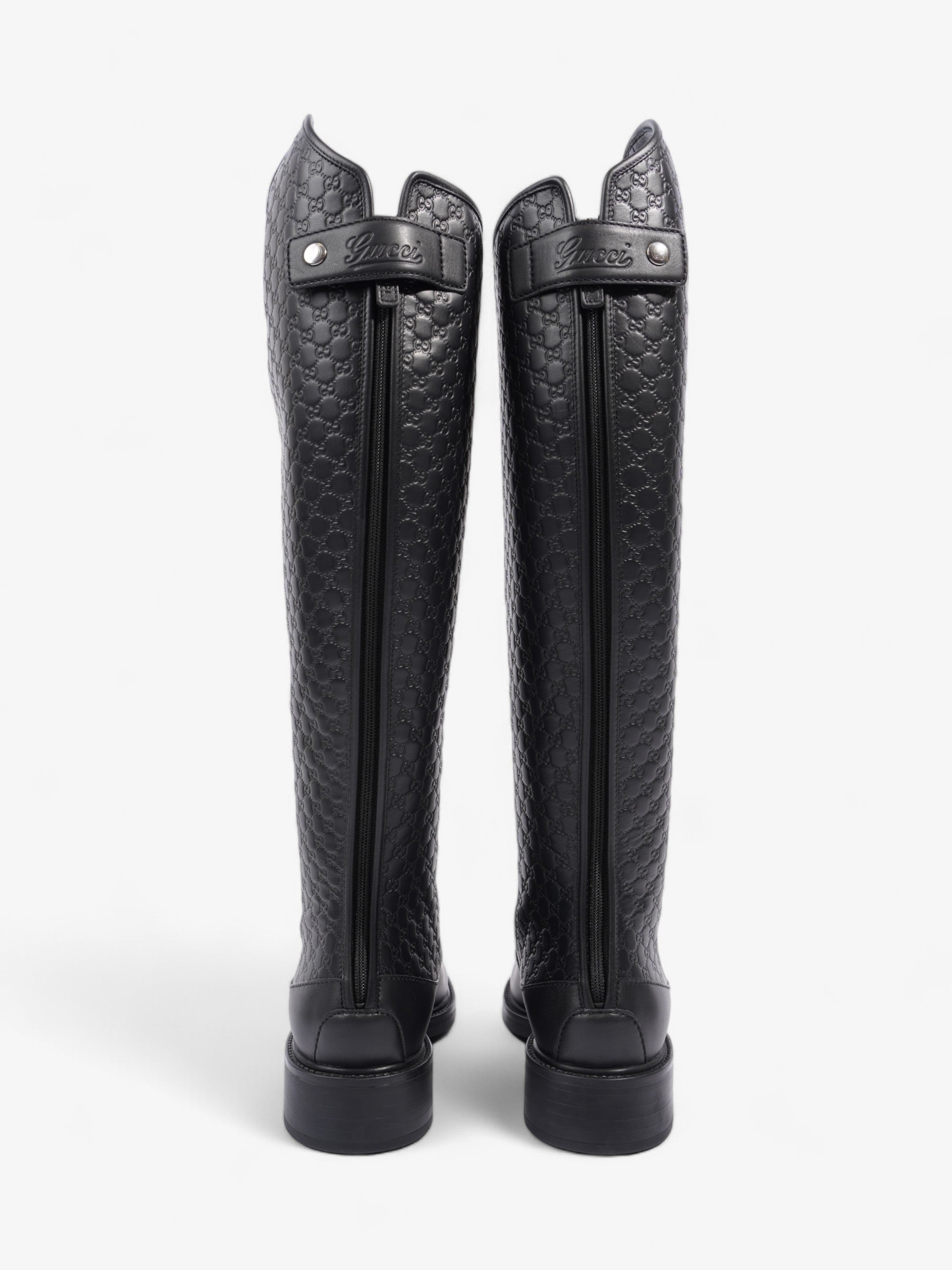 Gucci Microguccissima Riding Boots Black Leather EU 37 UK 4