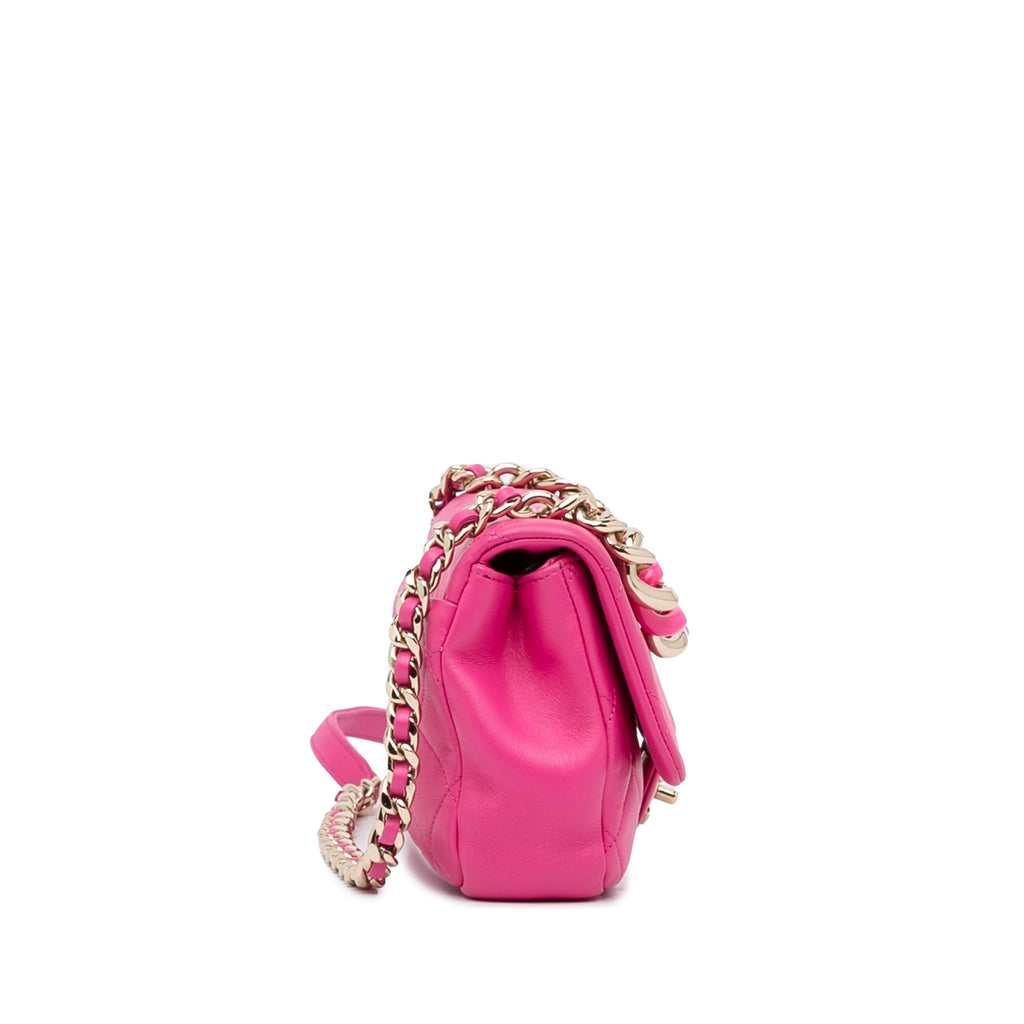 Chanel Classic Single Flap Mini Square Pink Lambskin Gold