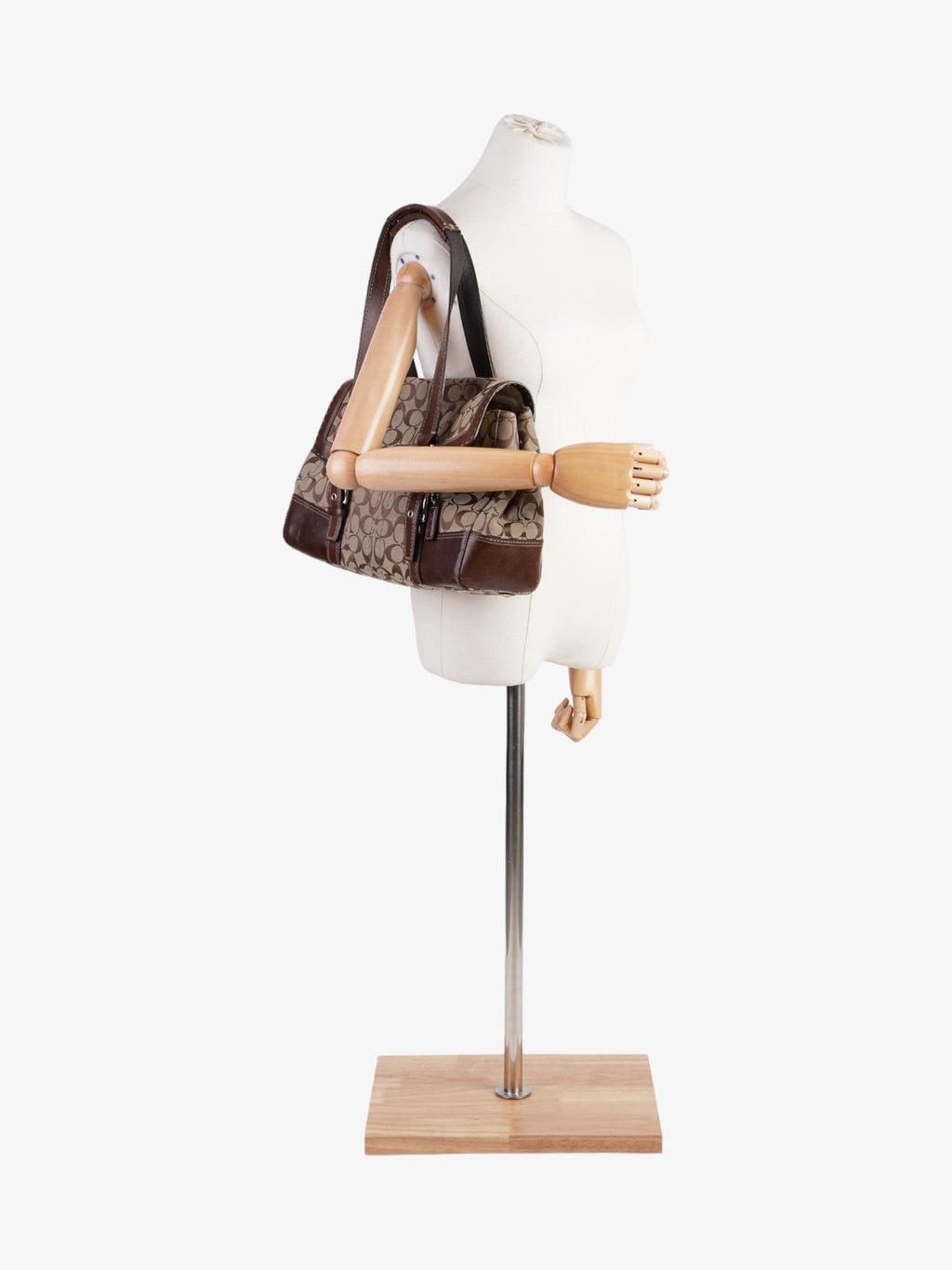 Coach Hampton Flap Satchel Brown Signature Canvas