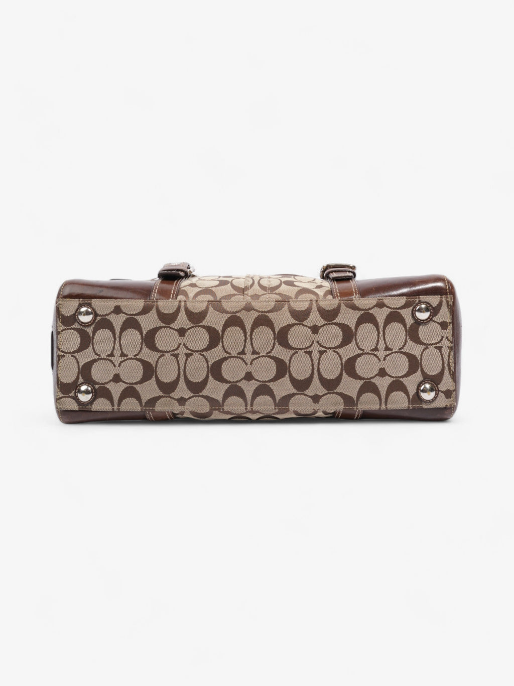 Coach Hampton Flap Satchel Brown Signature Canvas