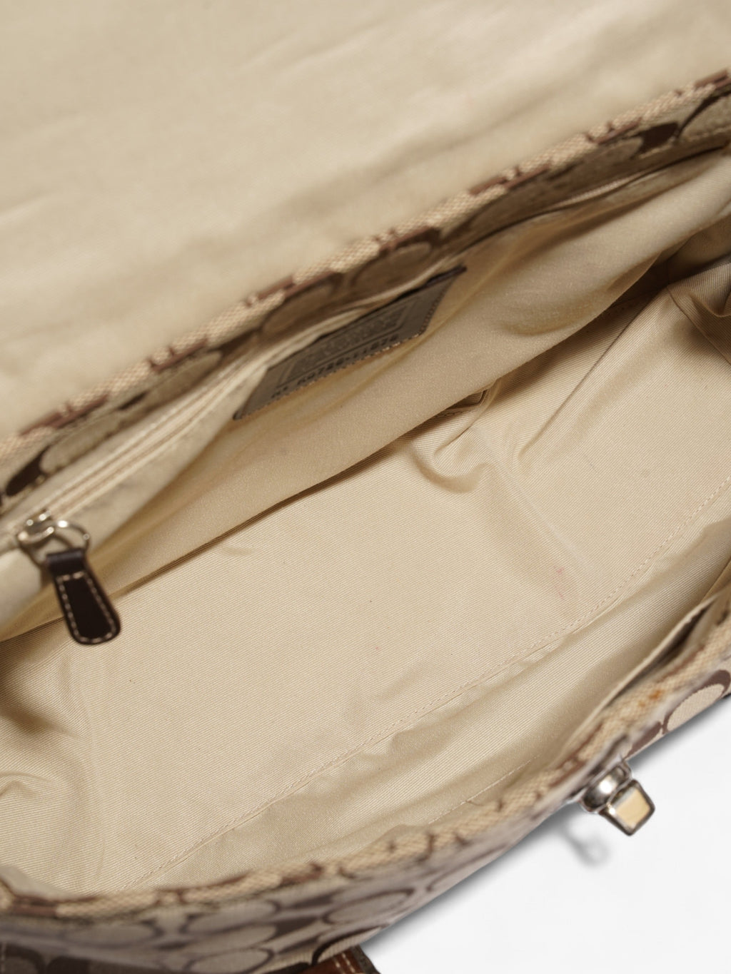 Coach Hampton Flap Satchel Brown Signature Canvas