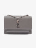 Saint Laurent Sunset Chain Wallet Grey Calfskin Leather