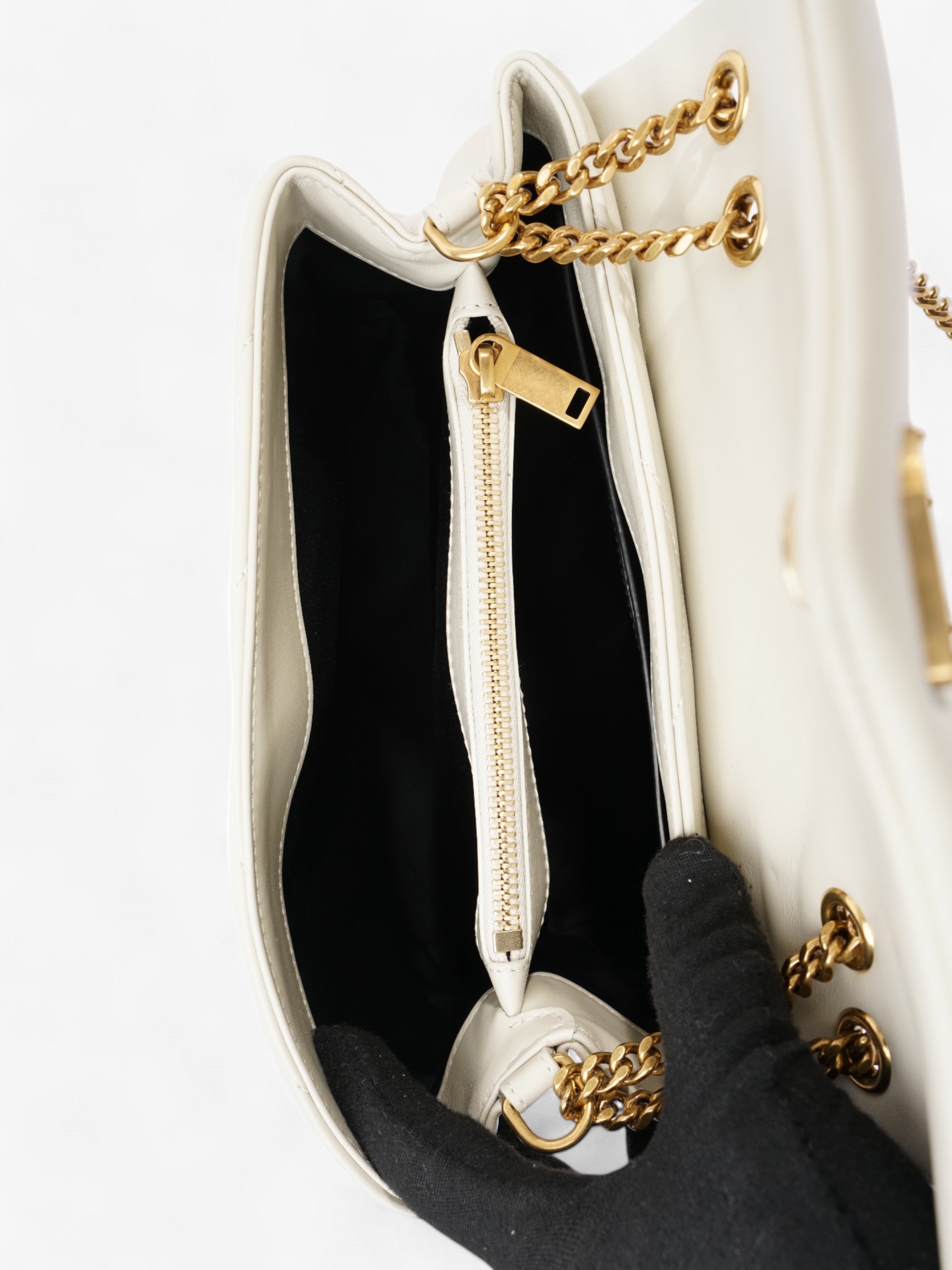 Saint Laurent Lou Lou Cream Calfskin Leather Small