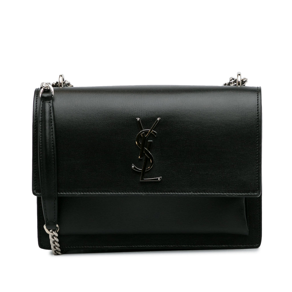 Yves Saint Laurent Sunset Medium Black Calfskin