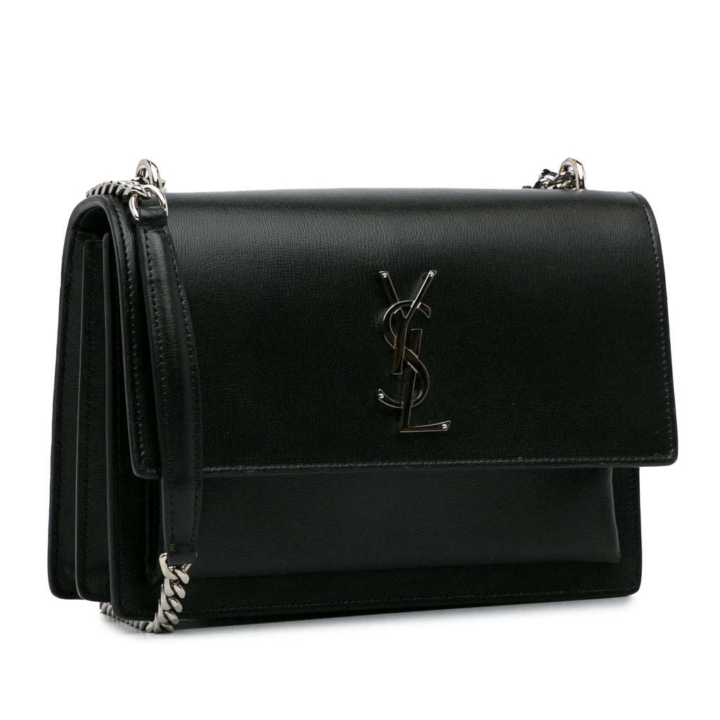 Yves Saint Laurent Sunset Medium Black Calfskin