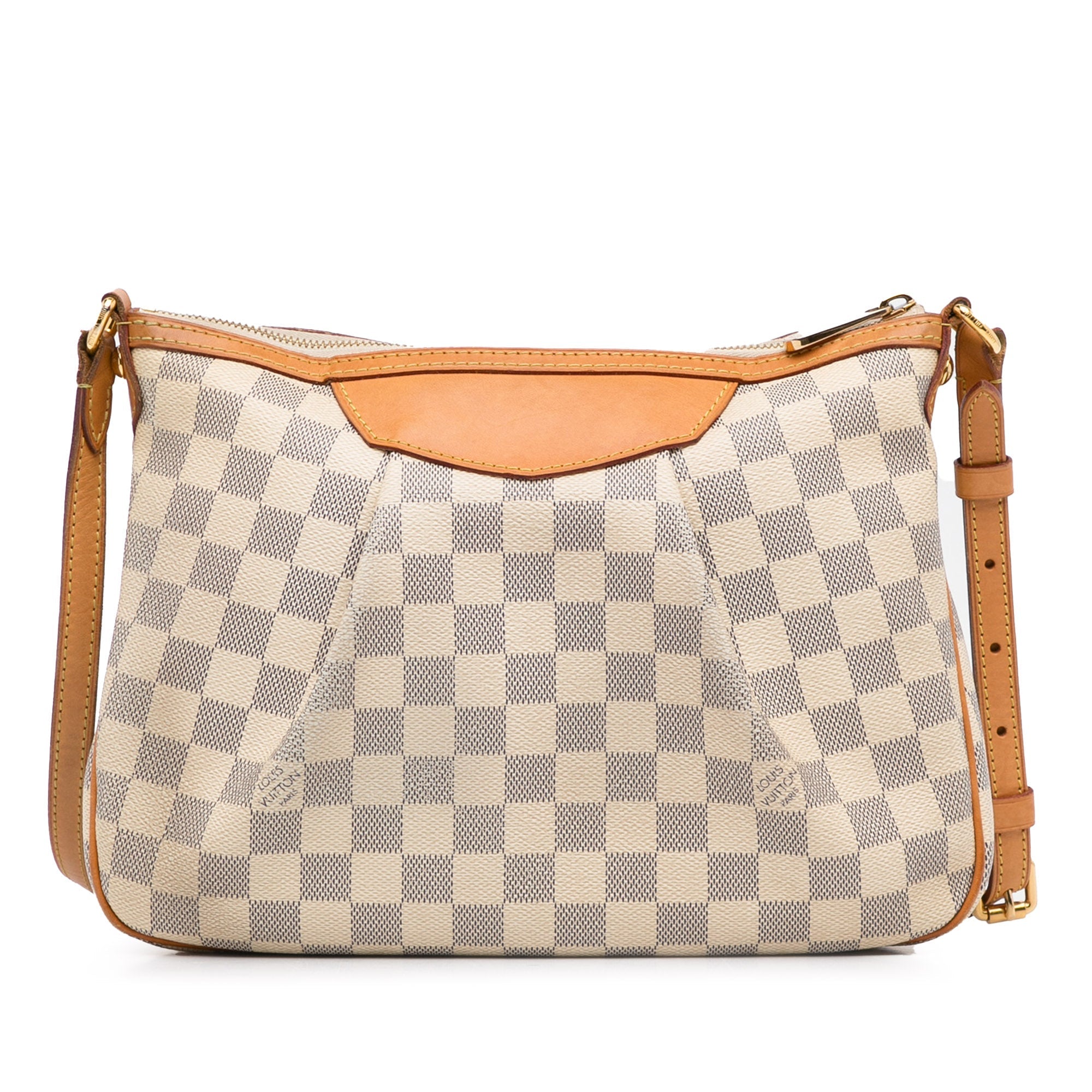 White Louis Vuitton Damier Azur Siracusa PM Crossbody Bag