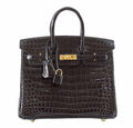 HermÃƒÆ’Ã‚Â¨s Birkin 25 Black Crocodile Bag GHW