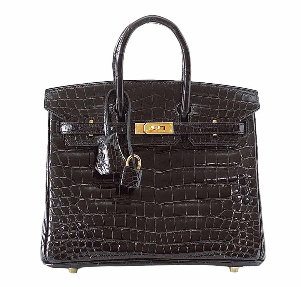 HermÃƒÆ’Ã‚Â¨s Birkin 25 Black Crocodile Bag GHW