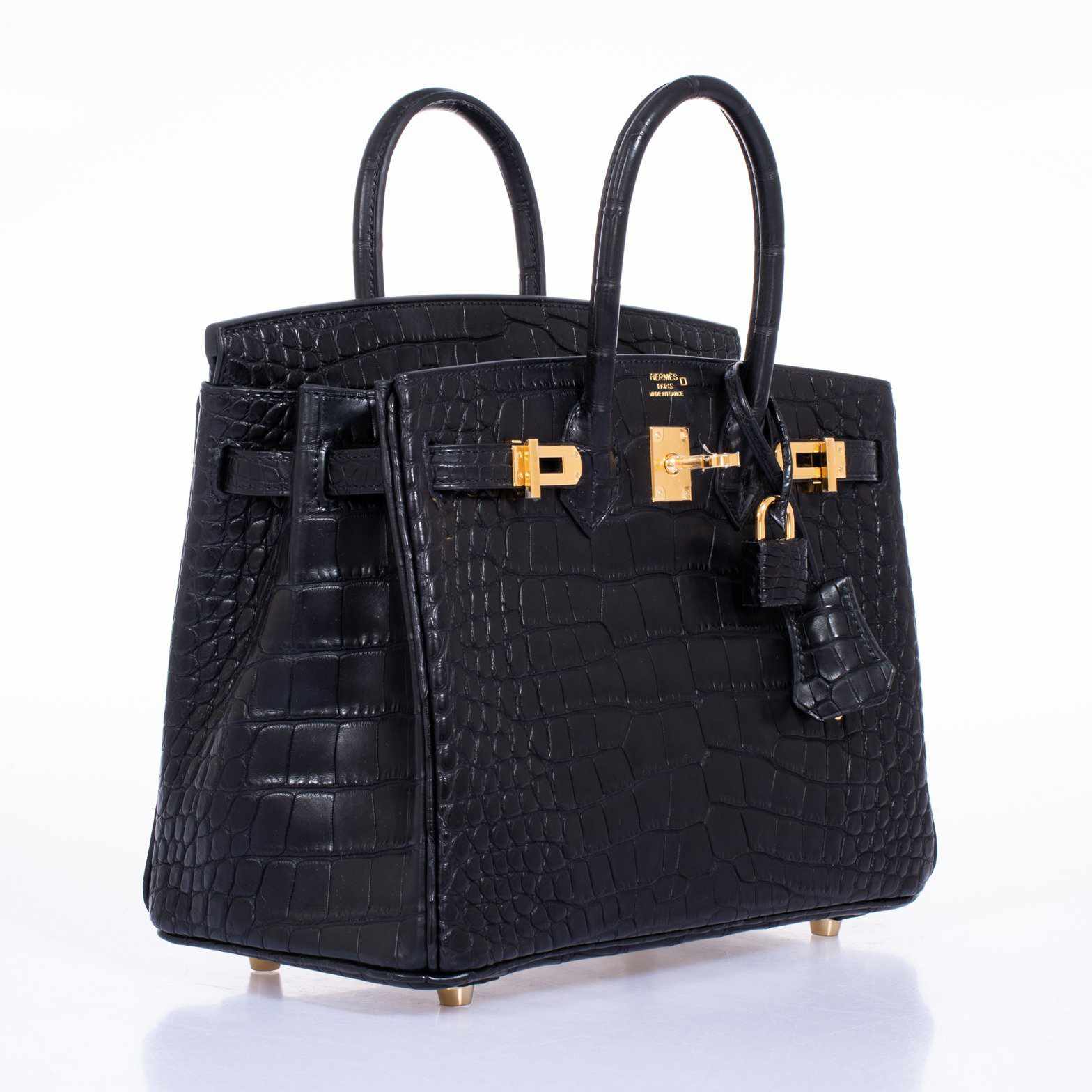 HermÃƒÆ’Ã‚Â¨s Birkin 25 Black Matte Alligator Gold Hardware